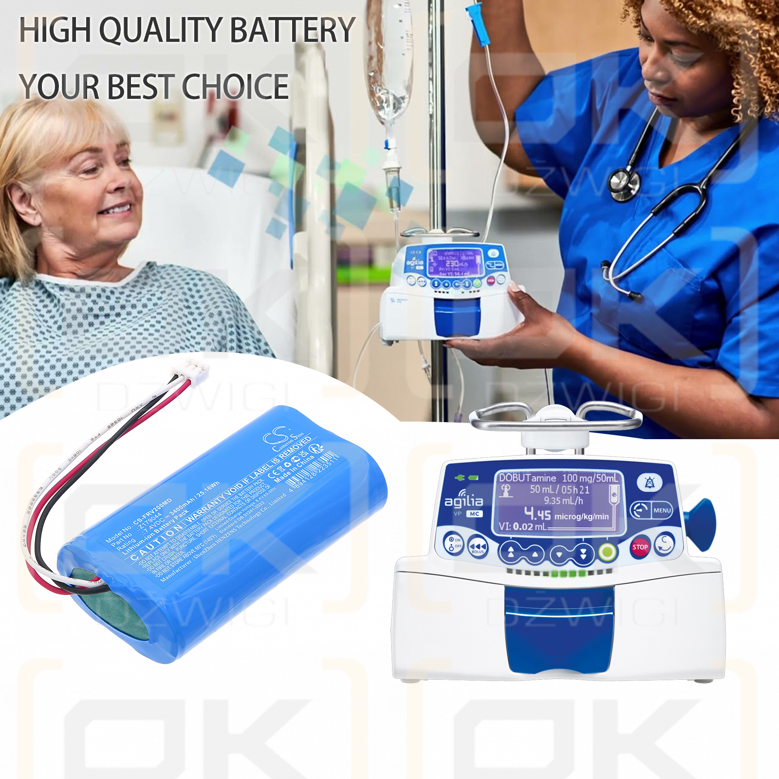 Fresenius infusion pump Volumat Agilia SP Version V2 / Z179044 3400 mAh Li-ion 7.4 V (Cameron Sino)