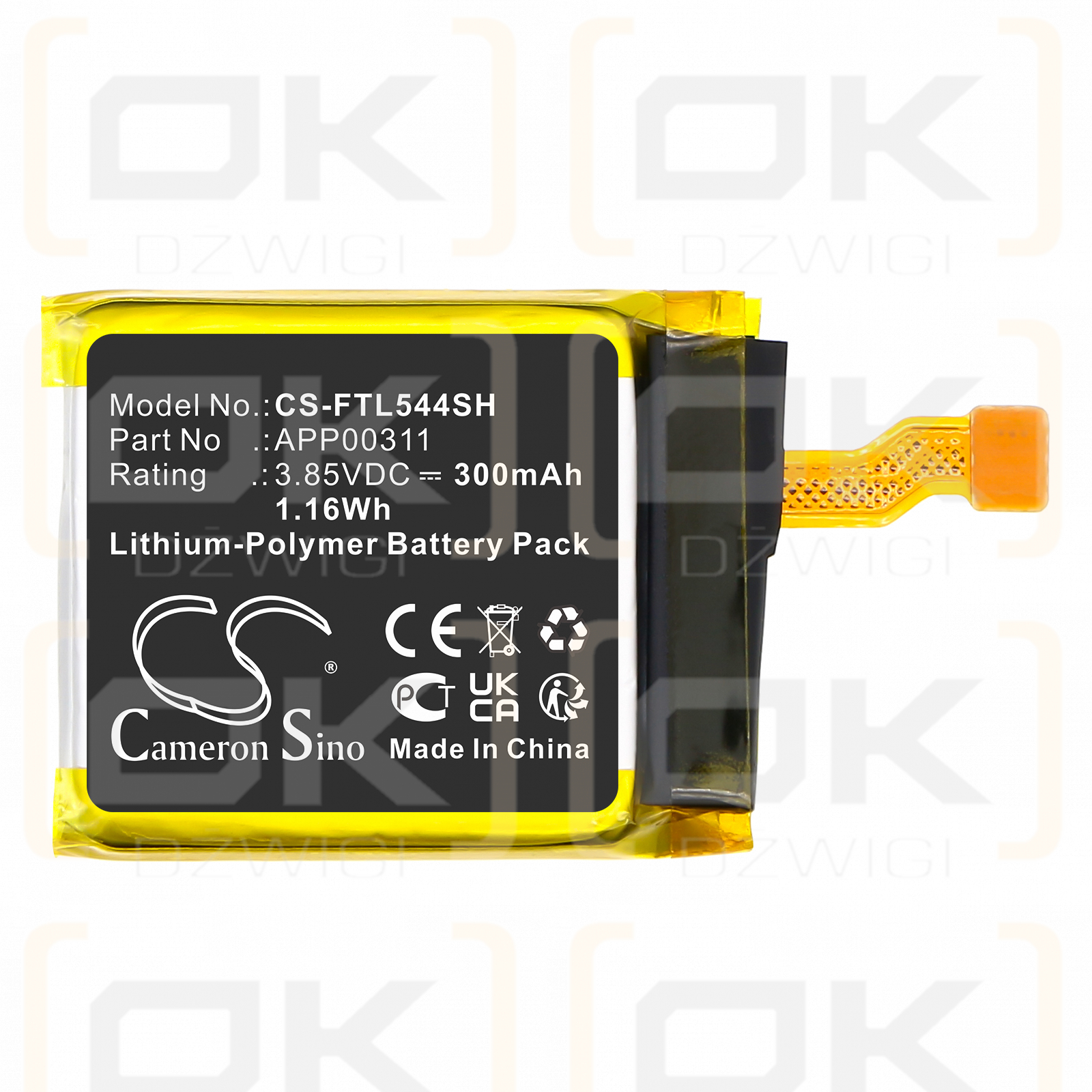 FOSSIL Gen 5E 44mm / APP00311 300mAh Li-Polymer 3.85V (Cameron Sino)