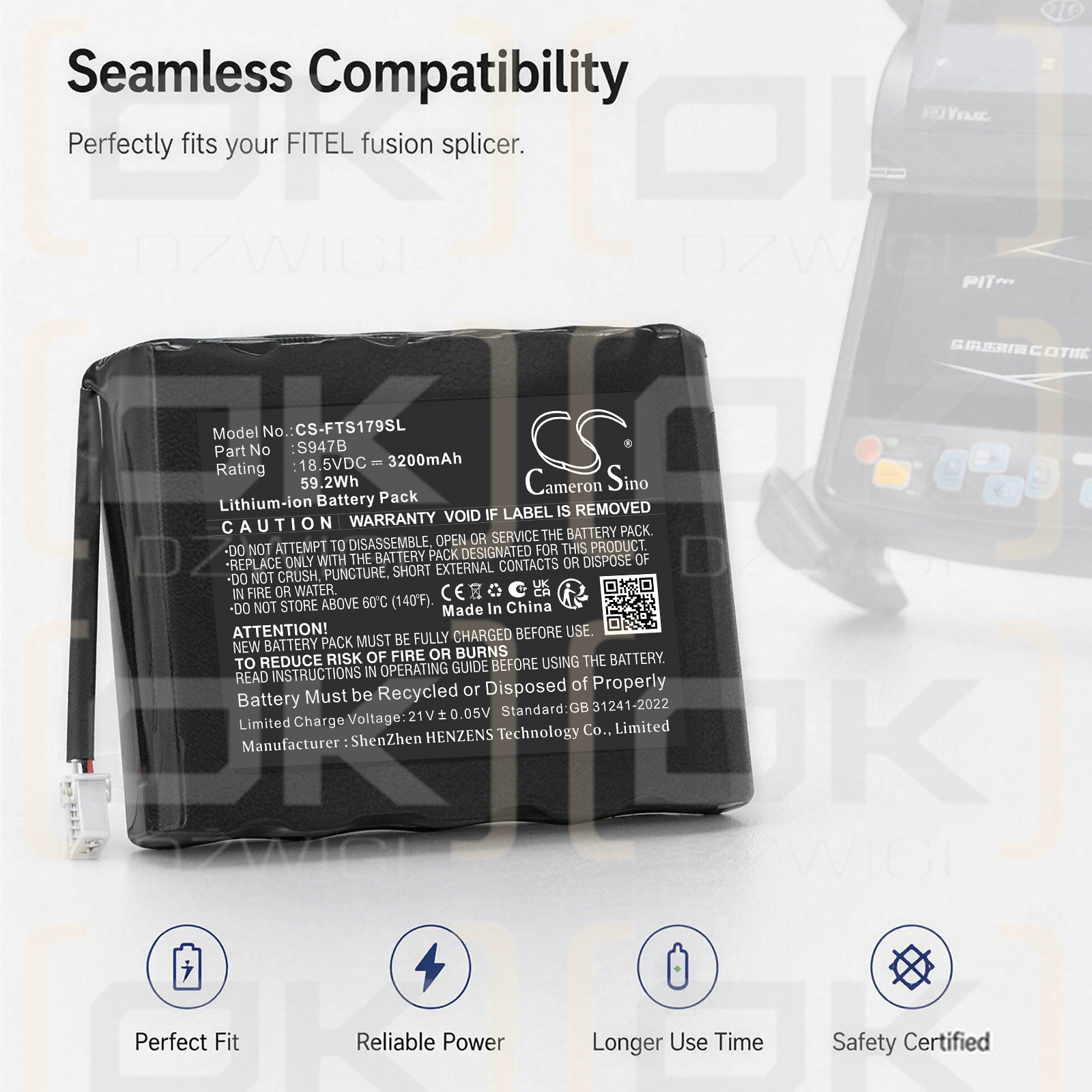 Bateria zamienna do Fitel S179 Fusion splicer Welding Splicer / S947B 3200 mAh Li-ion 18.5 V (Cameron Sino)