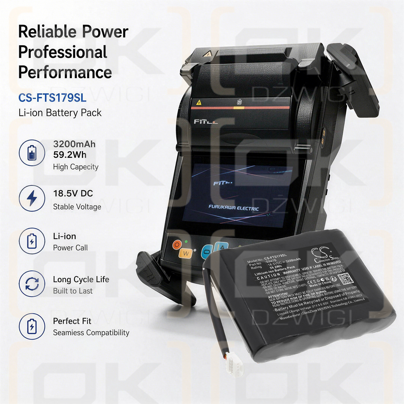 Bateria zamienna do Fitel S179 Fusion splicer Welding Splicer / S947B 3200 mAh Li-ion 18.5 V (Cameron Sino)
