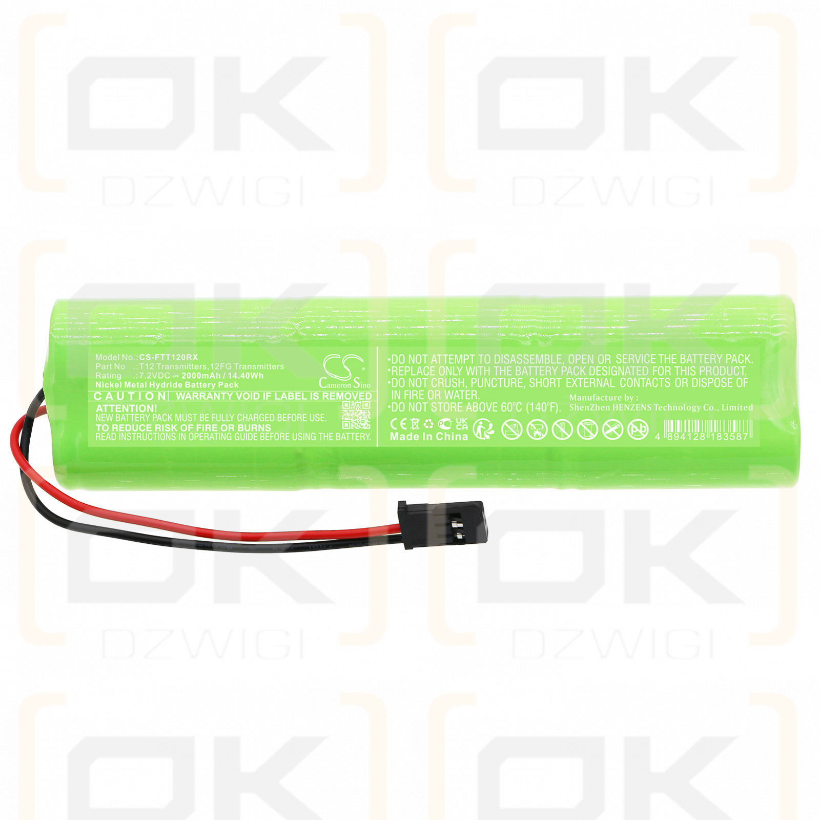 Futaba 12FG Transmitters 2000mAh Ni-MH 7.2V (Cameron Sino)