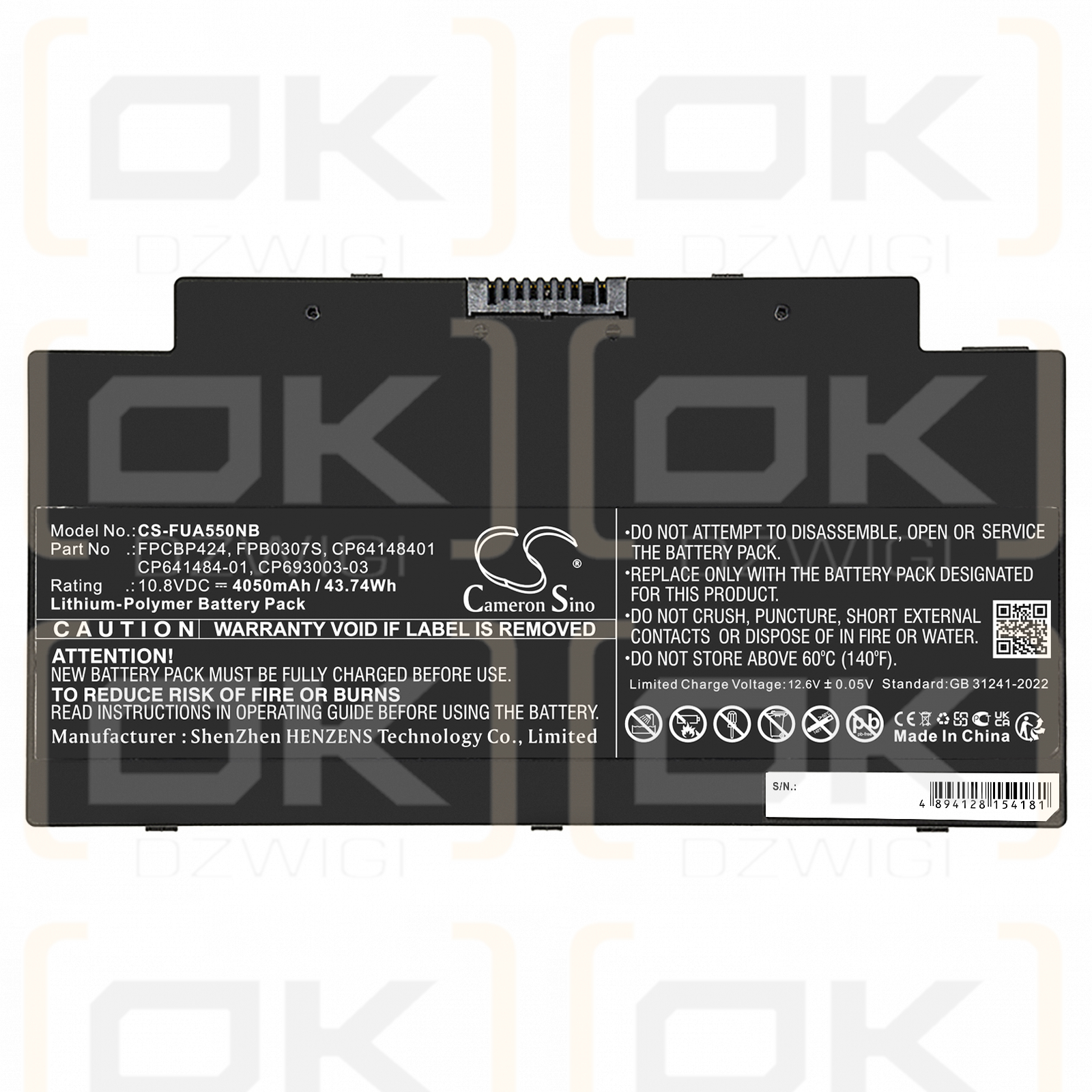 Fujitsu LifeBook A3510 / CP641484-01 4050mAh Li-Polymer 10.8V (Cameron Sino)