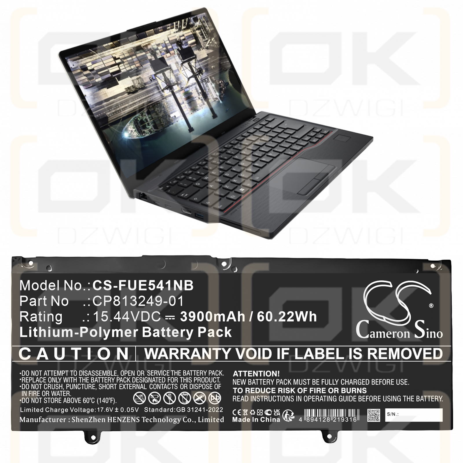 Fujitsu LifeBook U7412 / CP813249-01 3900 mAh Li-Polymer 15,44 V (Cameron Sino)