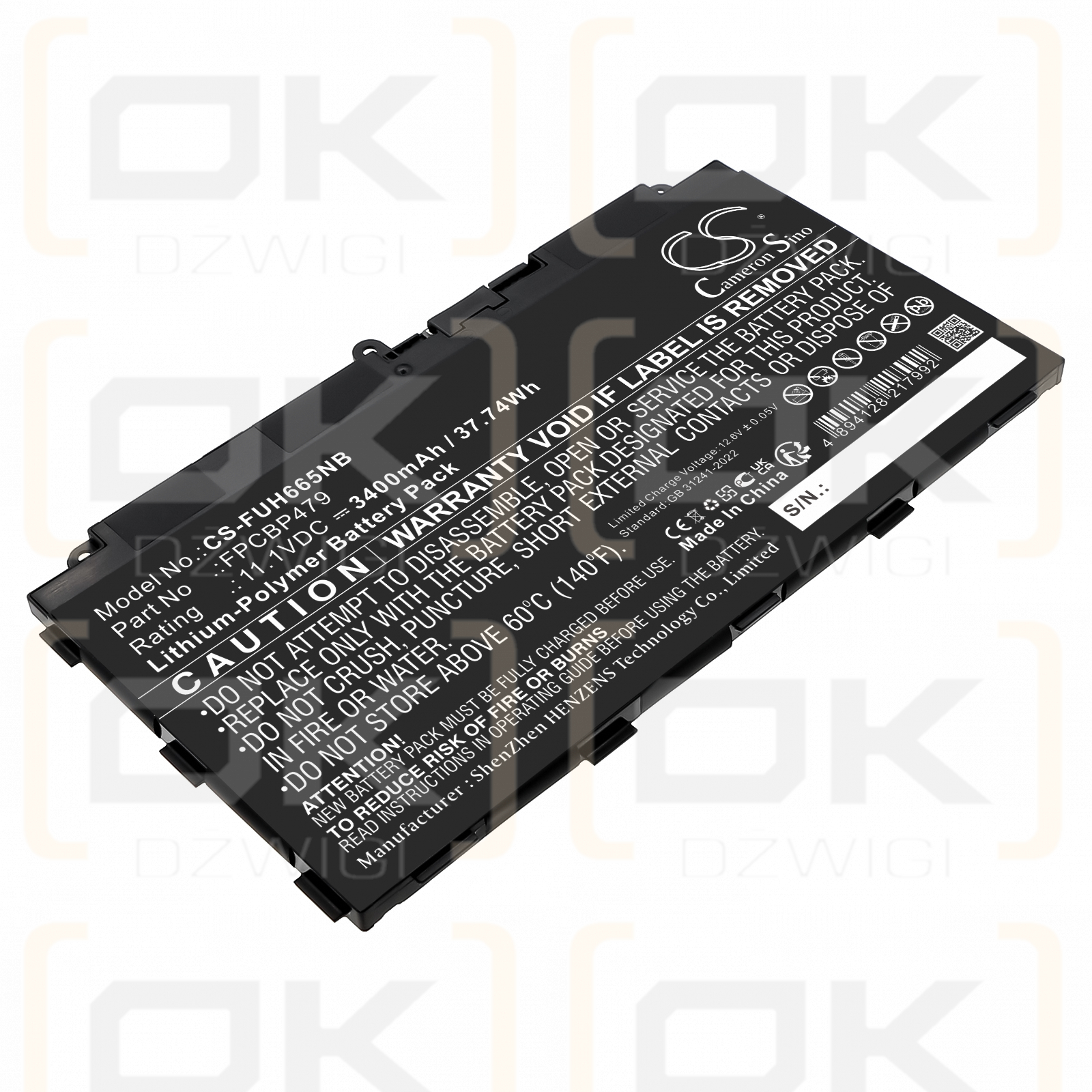 Fujitsu Stylistic Q739 / CP785375-XX 3400 mAh Li-Polymer 11,1 V (Cameron Sino)
