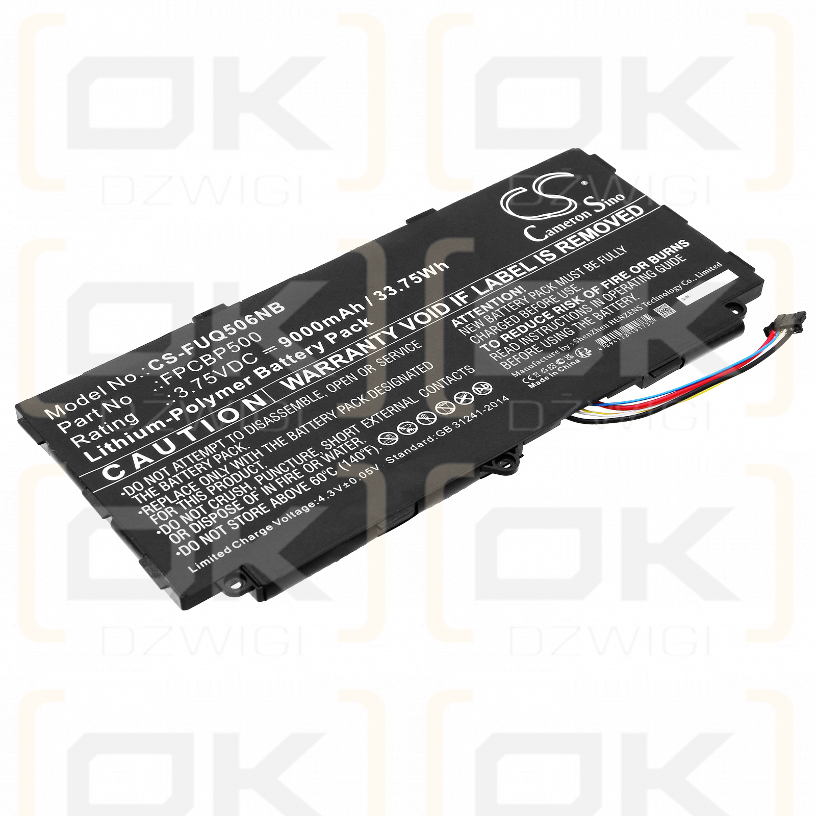 Fujitsu Arrows Tab Q507 / FPB0327 9000mAh Li-Polymer 3.75V (Cameron Sino)