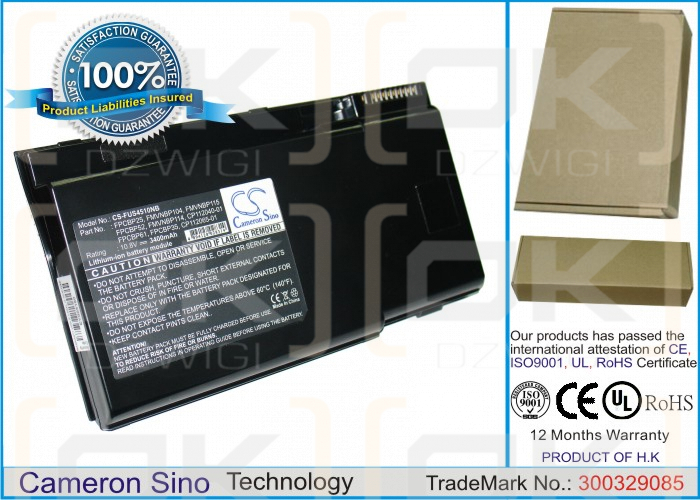 Fujitsu LifeBook S6010 / FPCBP25 3400 mAh Li-ion 10.8 V (Cameron Sino)