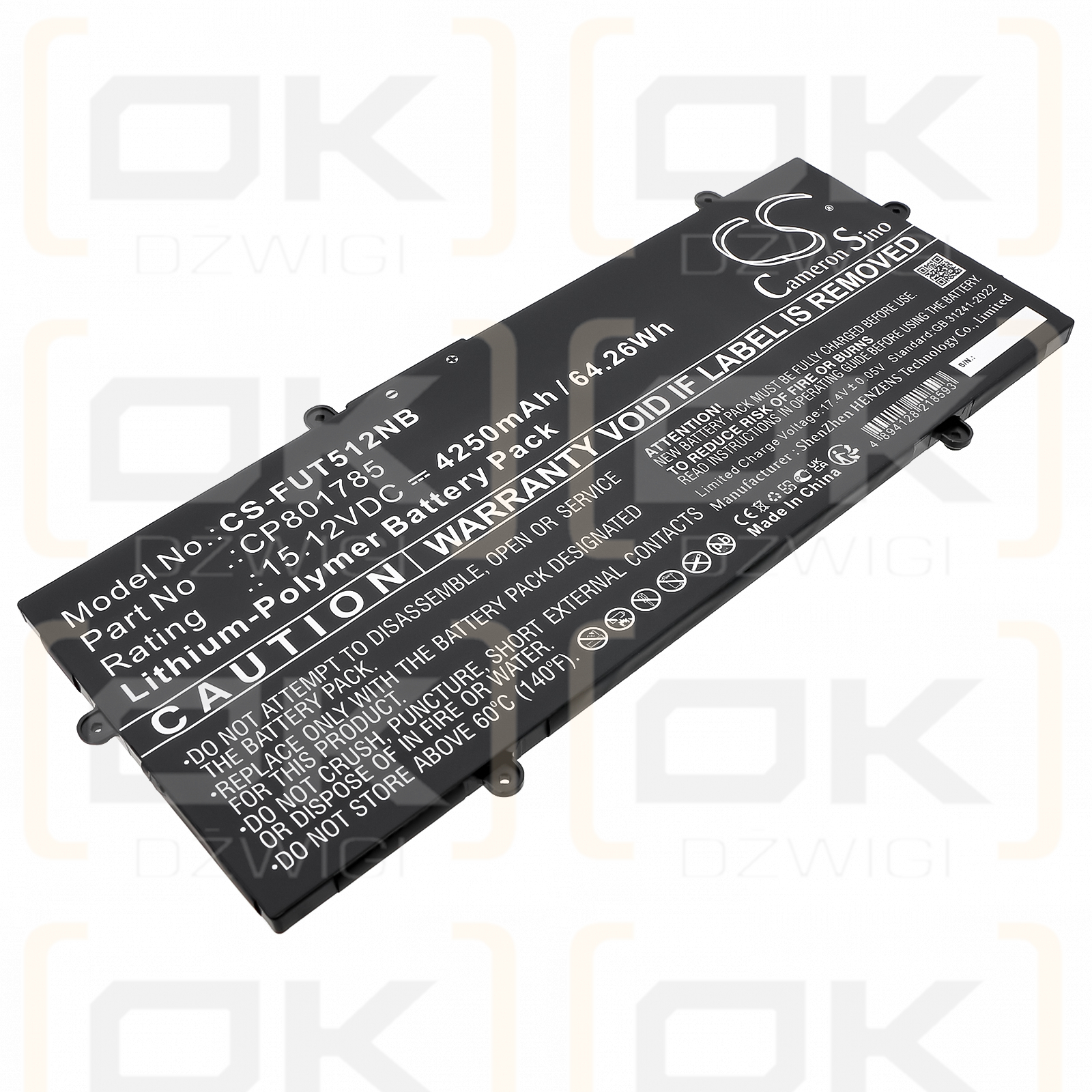 Fujitsu LifeBook U7512 / CP801785 4250 mAh Li-Polymer 15,12 V (Cameron Sino)