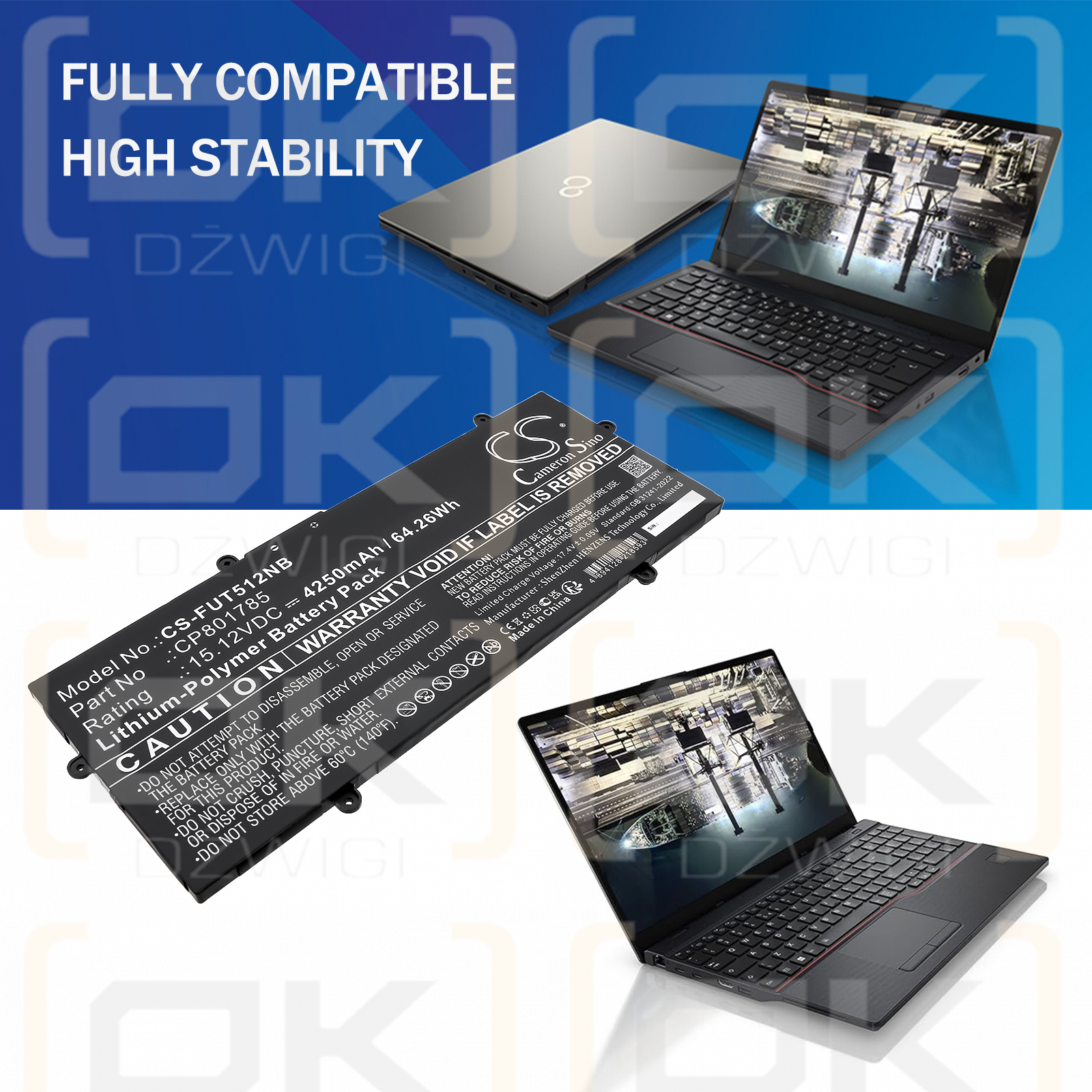 Fujitsu LifeBook U7512 / CP801785 4250 mAh Li-Polymer 15,12 V (Cameron Sino)