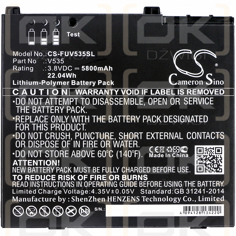 Fujitsu Lifebook Stylistic V535/v 5800 mAh Li-Polímero 3,8 V (Cameron Sino)