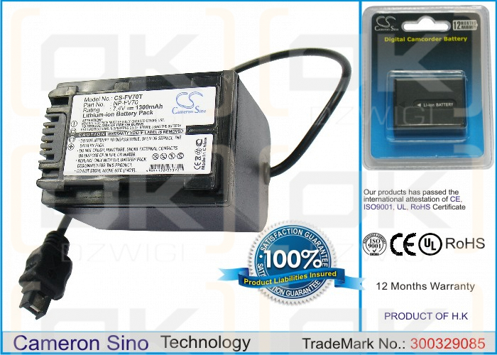 Sony HDR-CX110R / NP-FV70 1300 mAh Li-ion 7,4 V (Cameron Sino)