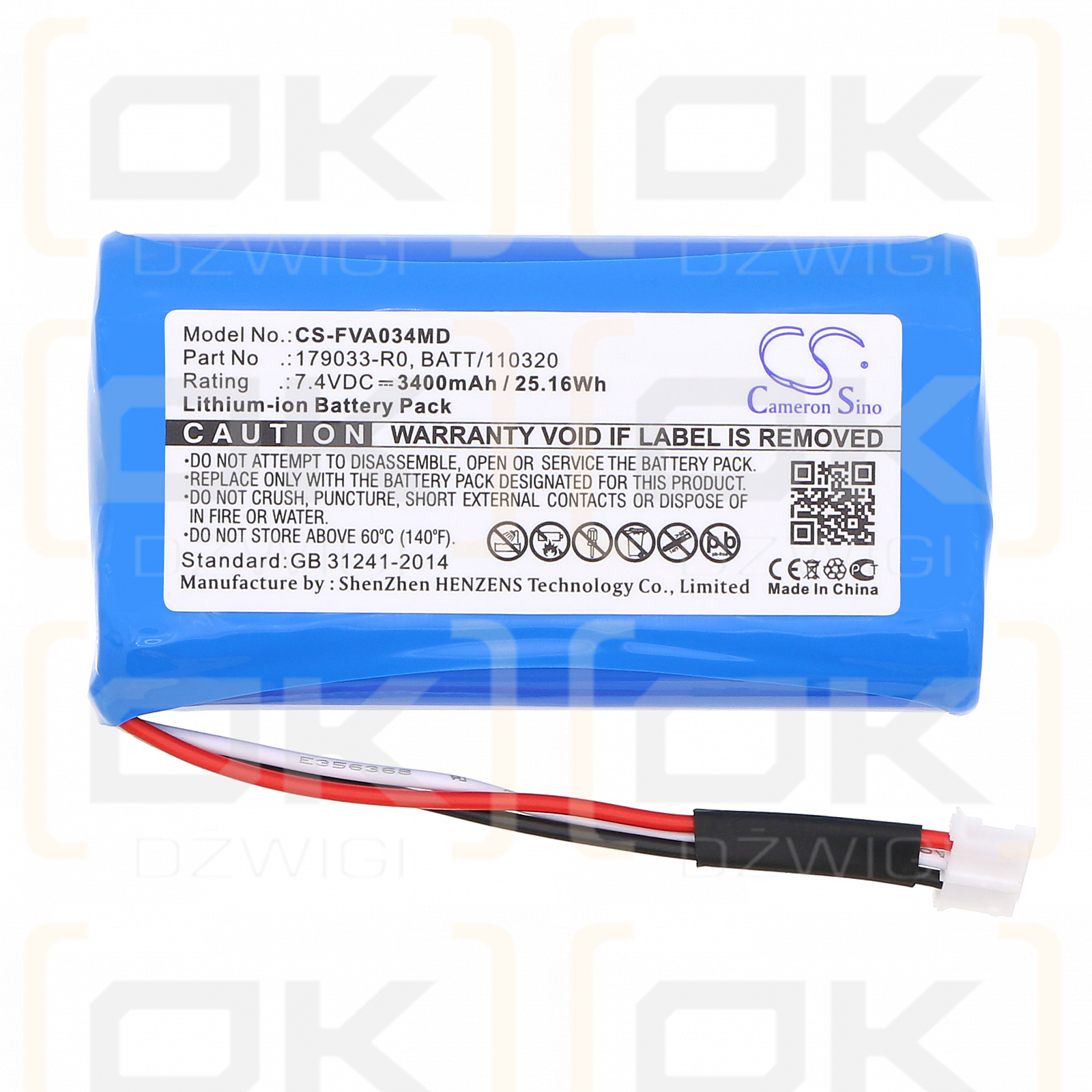Fresenius Link4 + Agilia / 179033-R0 3400mAh Li-ion 7.4V (Cameron Sino)