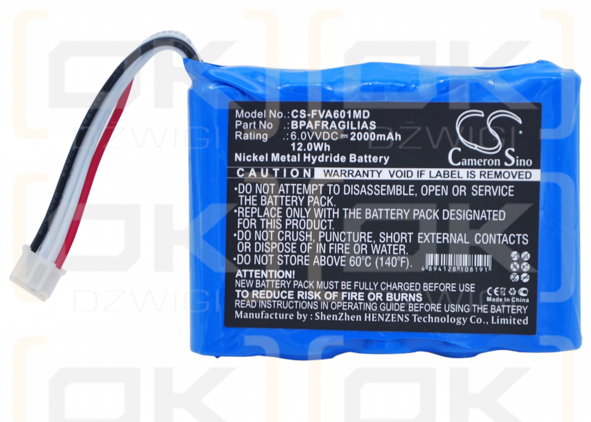 Fresenius Spritzenpumpe / BPAFRAGILAS 2000mAh Ni-MH 6.0V (Cameron Sino)