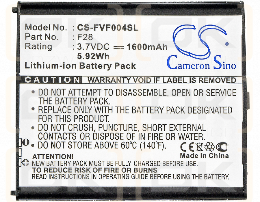 Fujitsu Arrows X F-02E / F28 1600mAh Li-ion 3.7V (Cameron Sino)