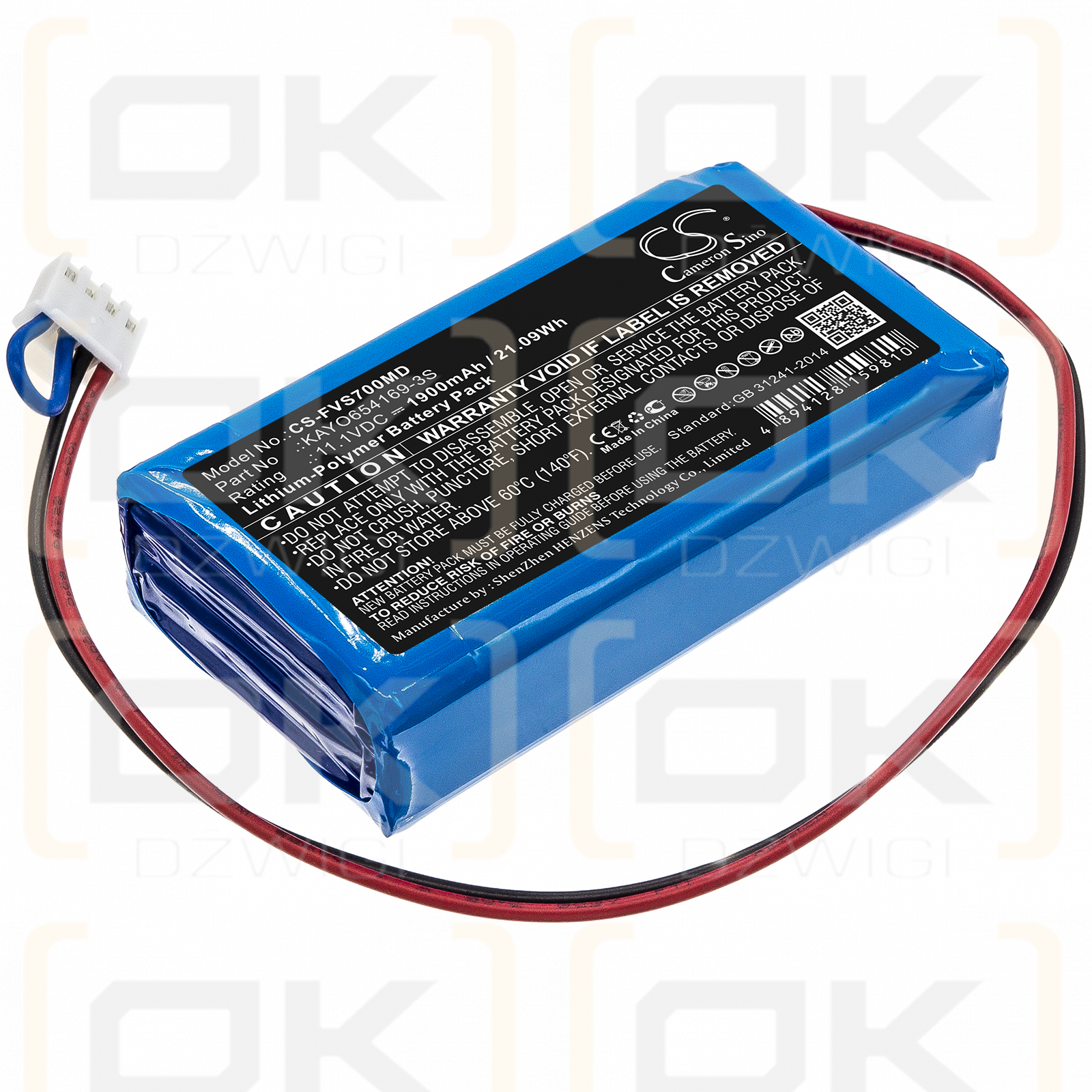 Fresenius SP7 Spritzenpumpen / KAYO654169-3S 1900 mAh Li-Polymer 11,1 V (Cameron Sino)