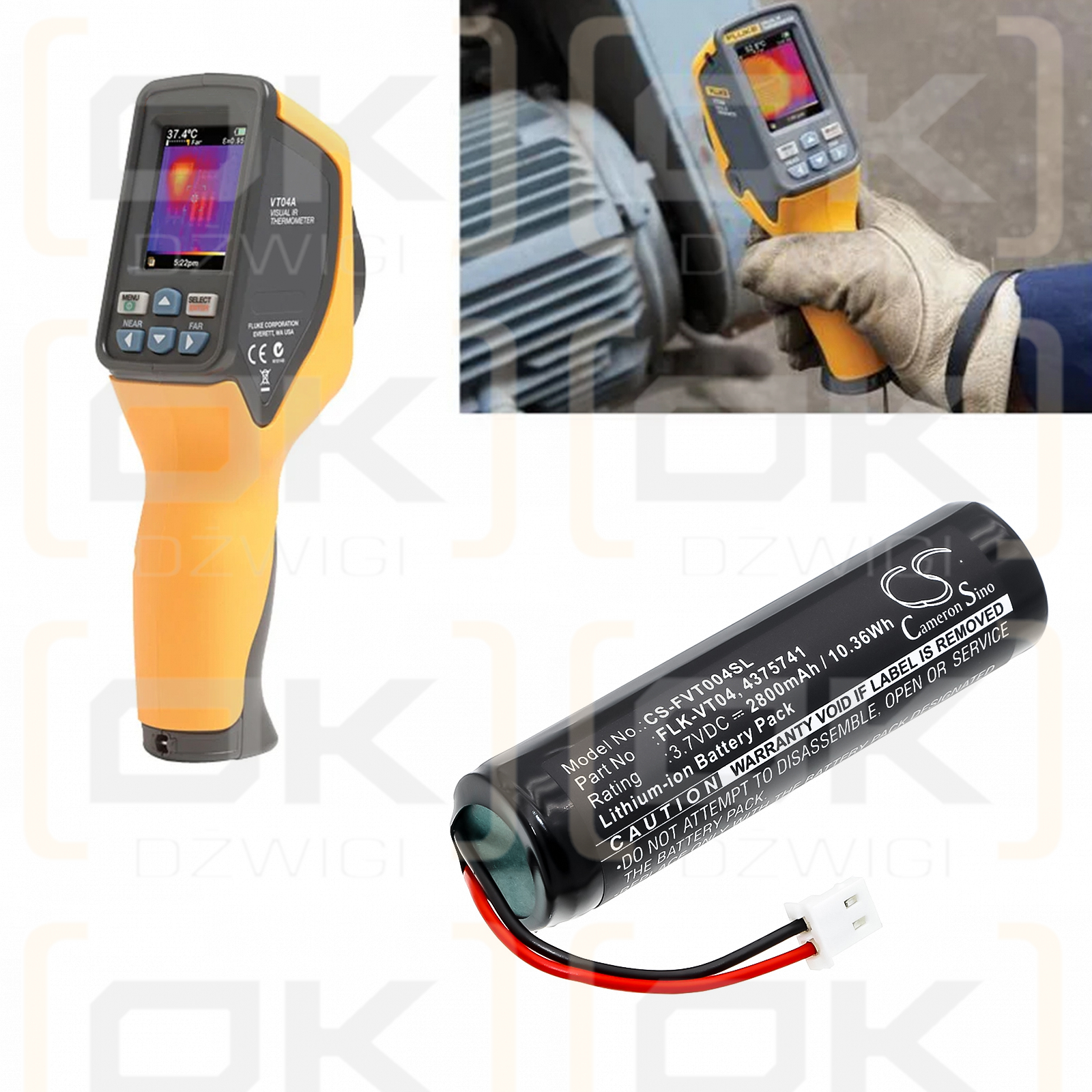 Fluke VT04 IR Thermometer / FLK-VT04 2800mAh Li-ion 3.7V (Cameron Sino)