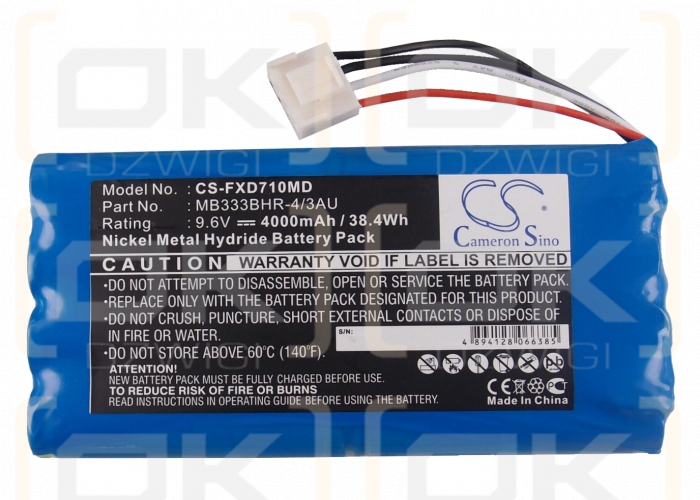 Fukuda Denshi CardiMax FX-7102 / MB333BHR-4/3AU 4000mAh Ni-MH 9.6V (Cameron Sino)