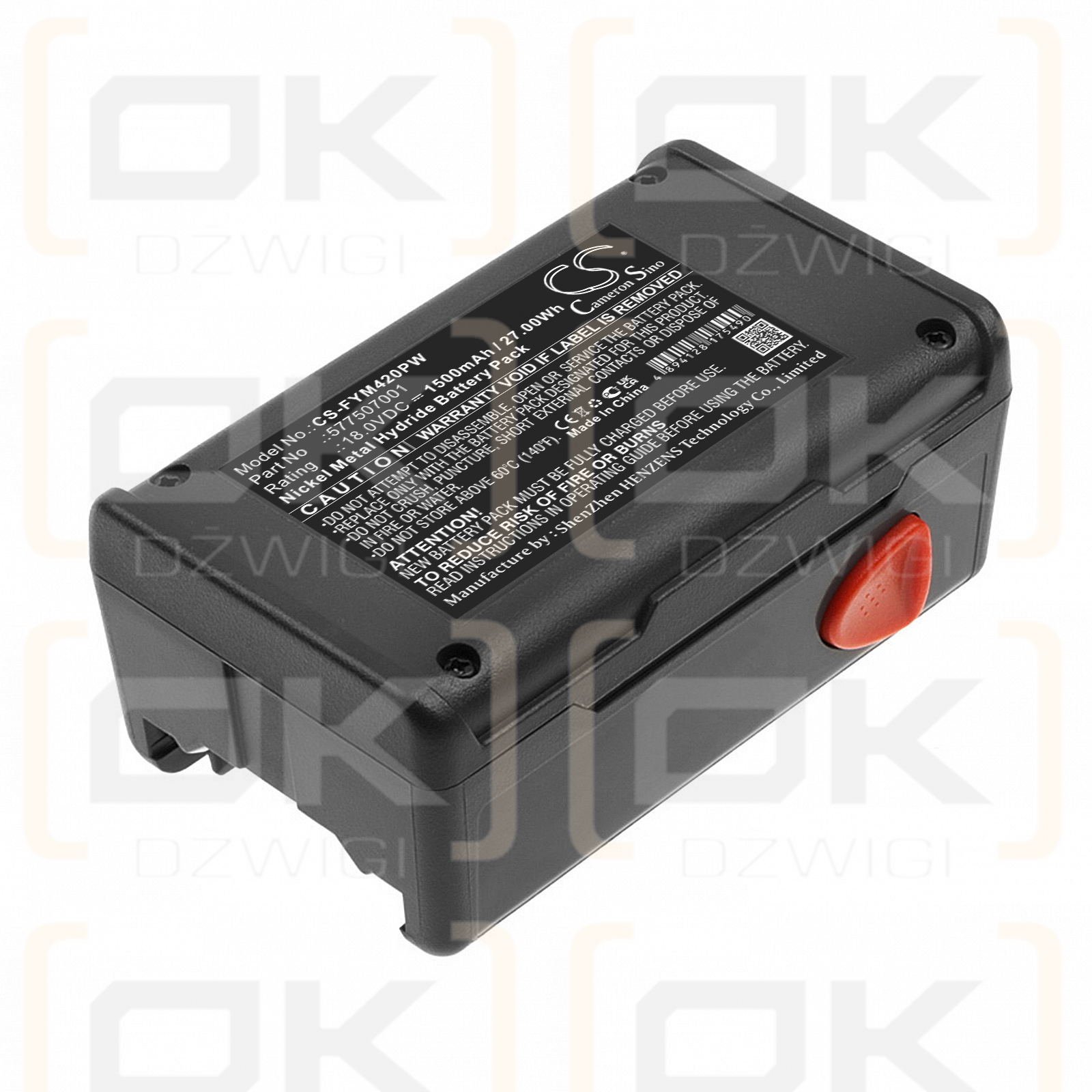 Flymo SimpliStore 300 Li 40V Push / 577507001 1500mAh Ni-MH 18,0V (Cameron Sino)