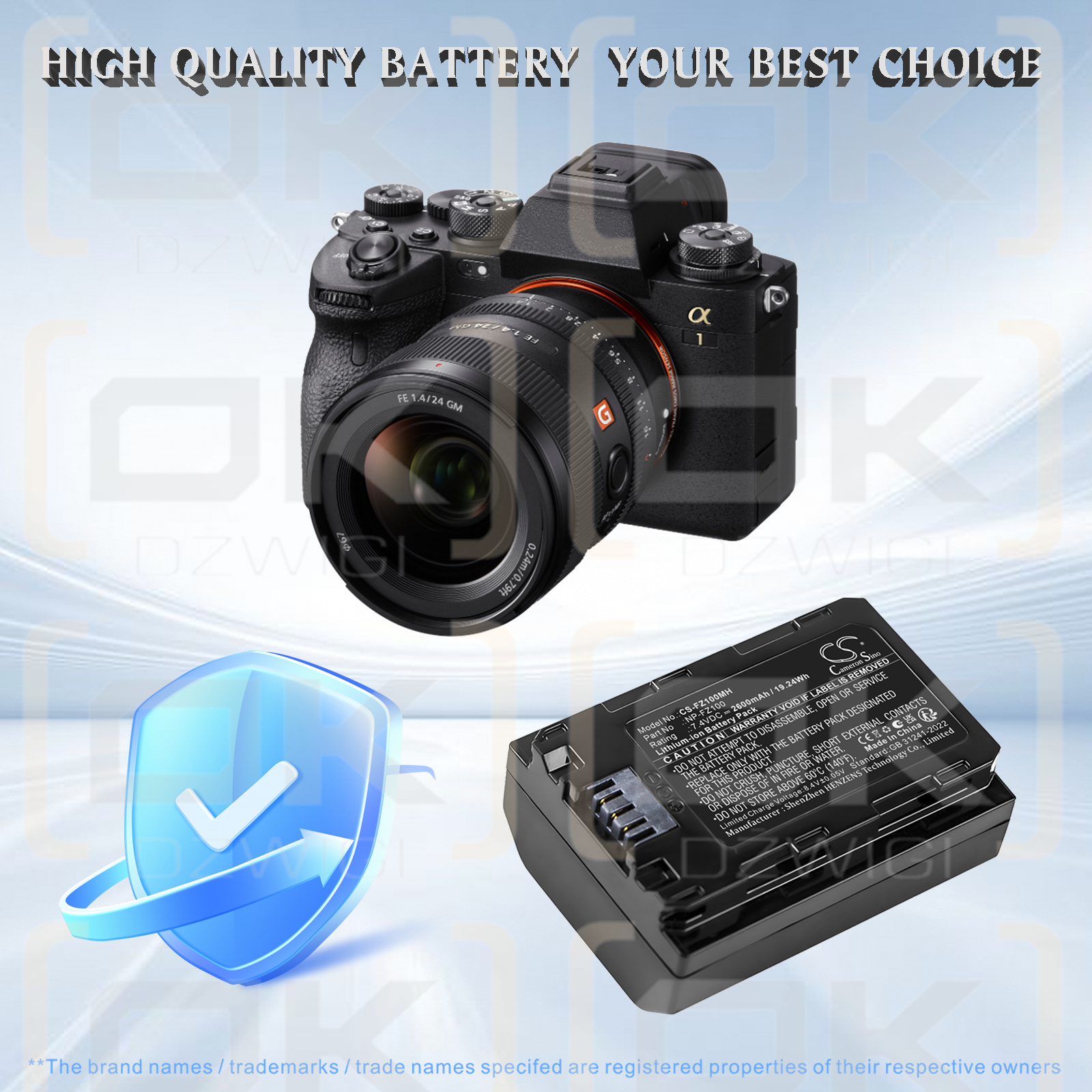 Replacement Battery for Sony α6700 / NP-FZ100 2600 mAh Li-ion 7.4 V (Cameron Sino)