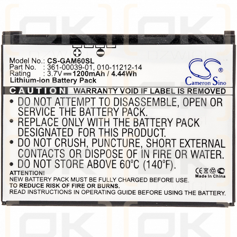 Ersatzakku für Garmin nuvifone G60 / 361-00039-01 1200 mAh Li-Ion 3,7 V (Cameron Sino)