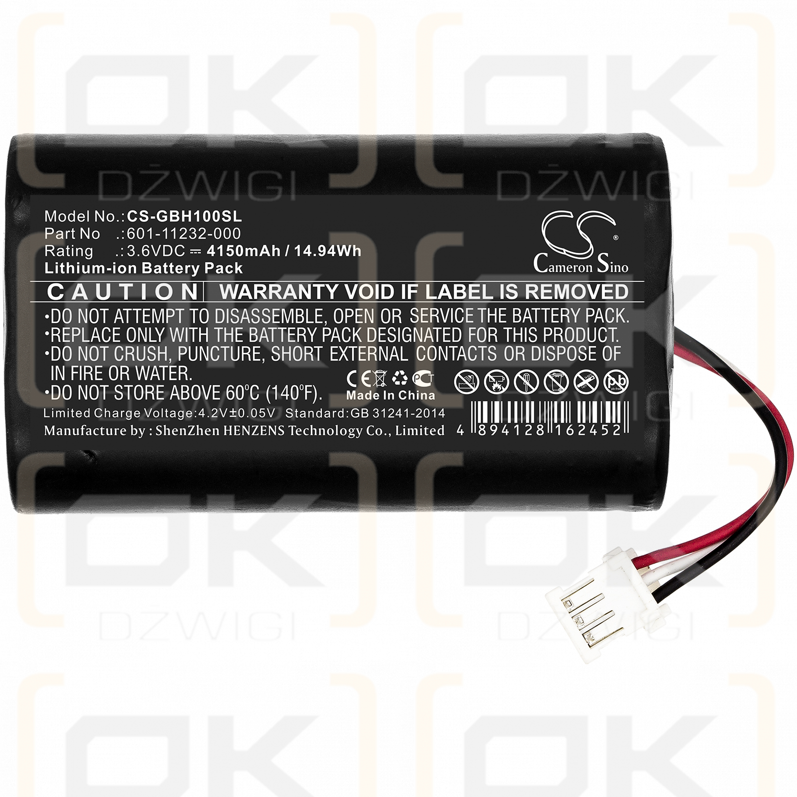 Gopro KWBH1 / 601-11232-000 4150 mAh Li-Ion 3,6 V (Cameron Sino)