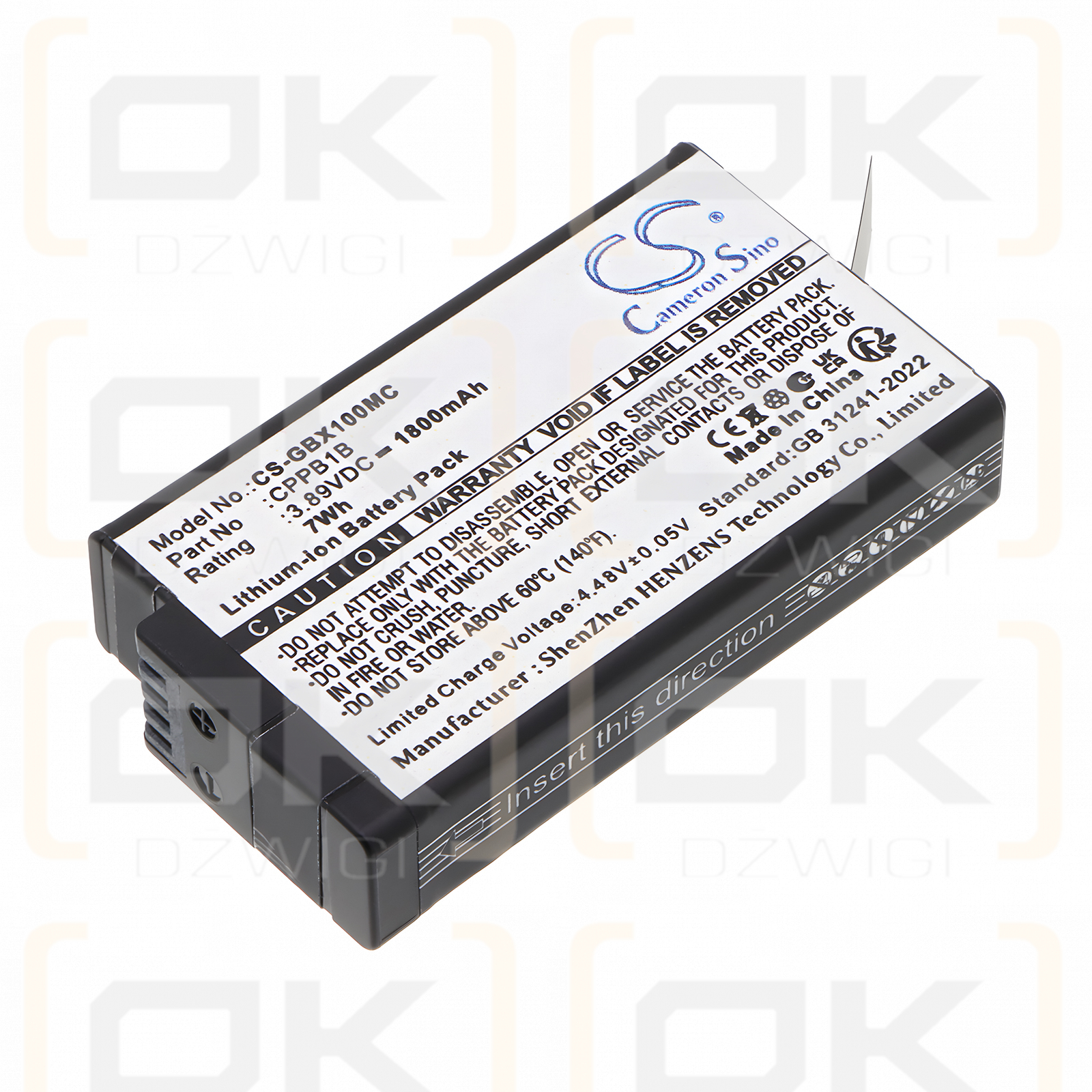Replacement Battery for GoPro MAX2 / CPPB1B 1800mAh Li-ion 3.89V (Cameron Sino)