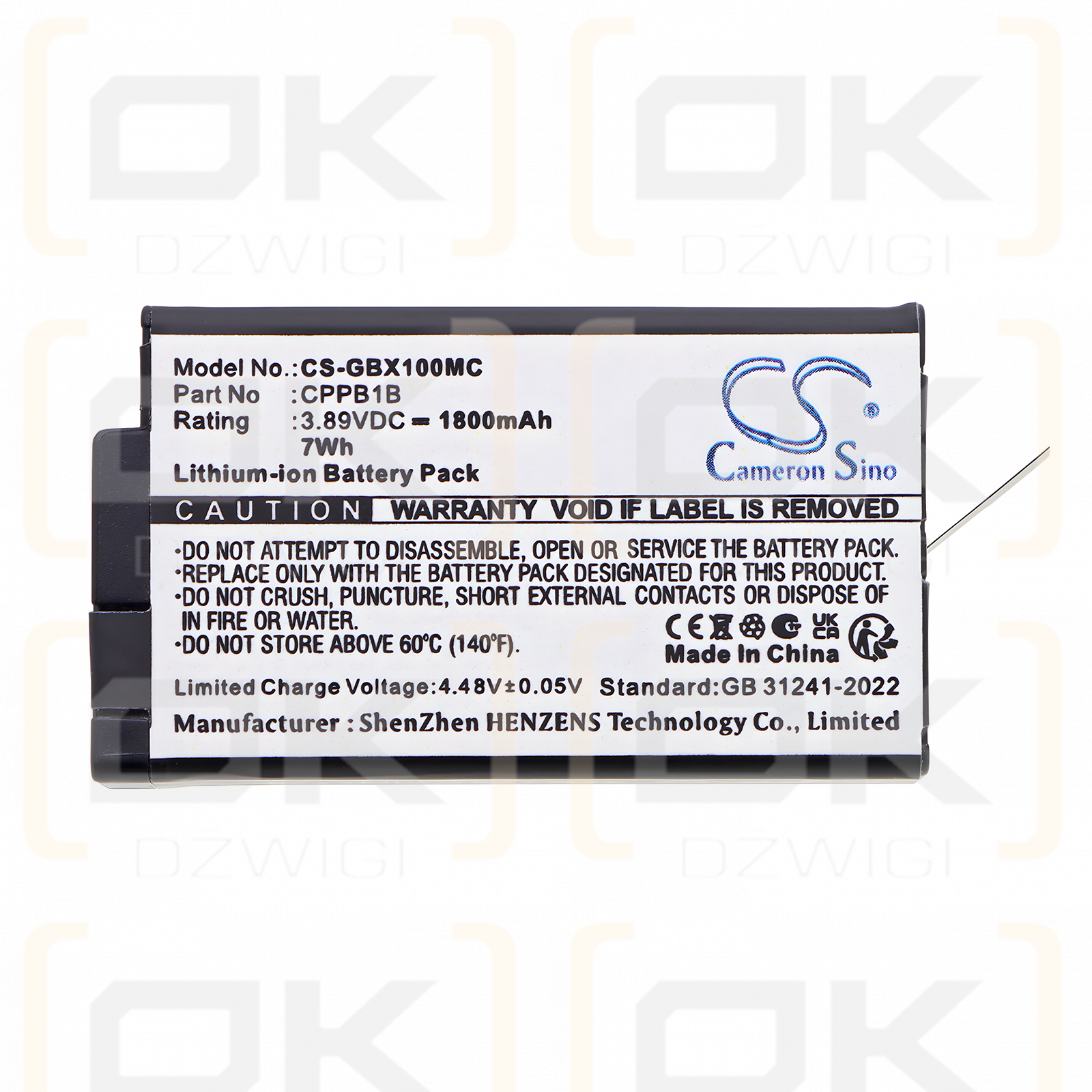 Replacement Battery for GoPro MAX2 / CPPB1B 1800mAh Li-ion 3.89V (Cameron Sino)