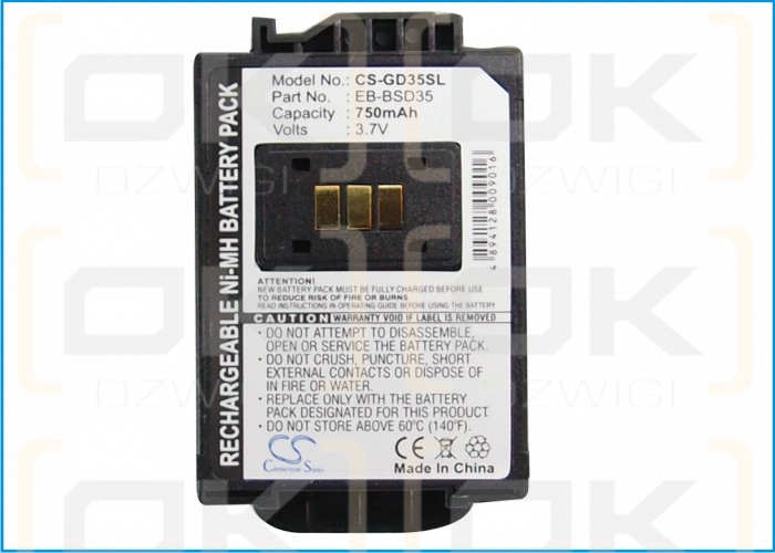 Batería de repuesto para Panasonic GD35 / EB-BSD35 750mAh Ni-MH 3.6V (Cameron Sino)