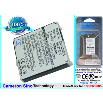 Batería de repuesto para Panasonic GD70 / EB-BSD70, 800 mAh, iones de litio, 3,7 V (Cameron Sino)