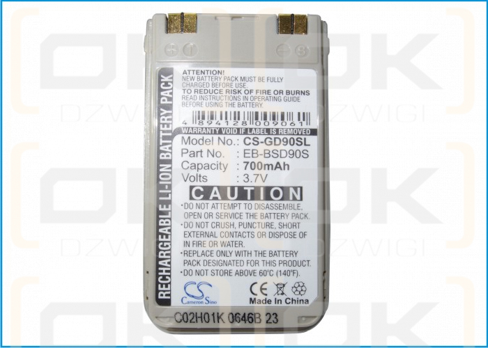 Batería de repuesto para Panasonic TX210 / EB-BSD90S, 700 mAh, iones de litio, 3,7 V (Cameron Sino)