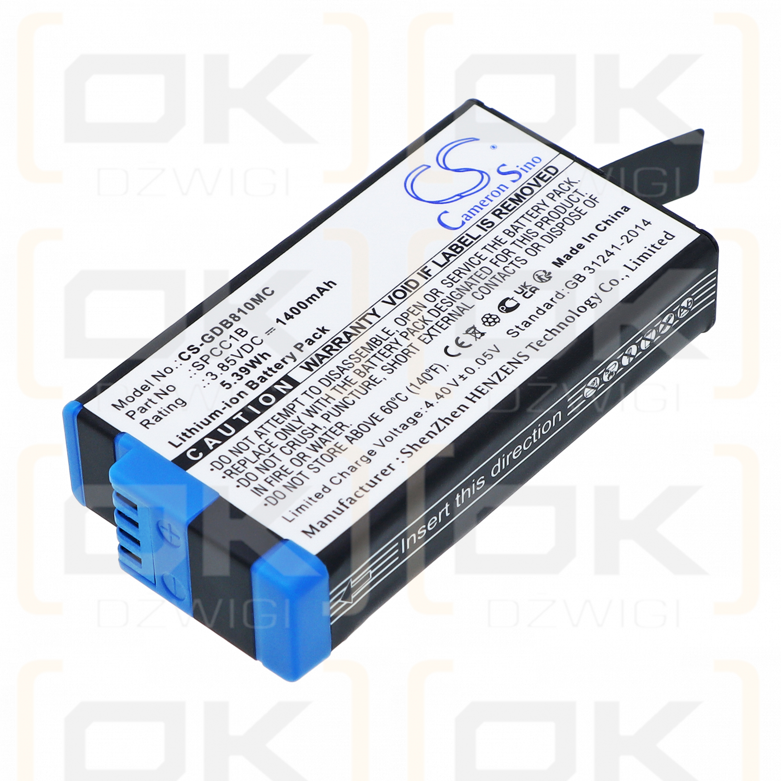 GoPro ACBAT-001 / SPCC1B 1400 mAh Li-ion 3.85 V (Cameron Sino)