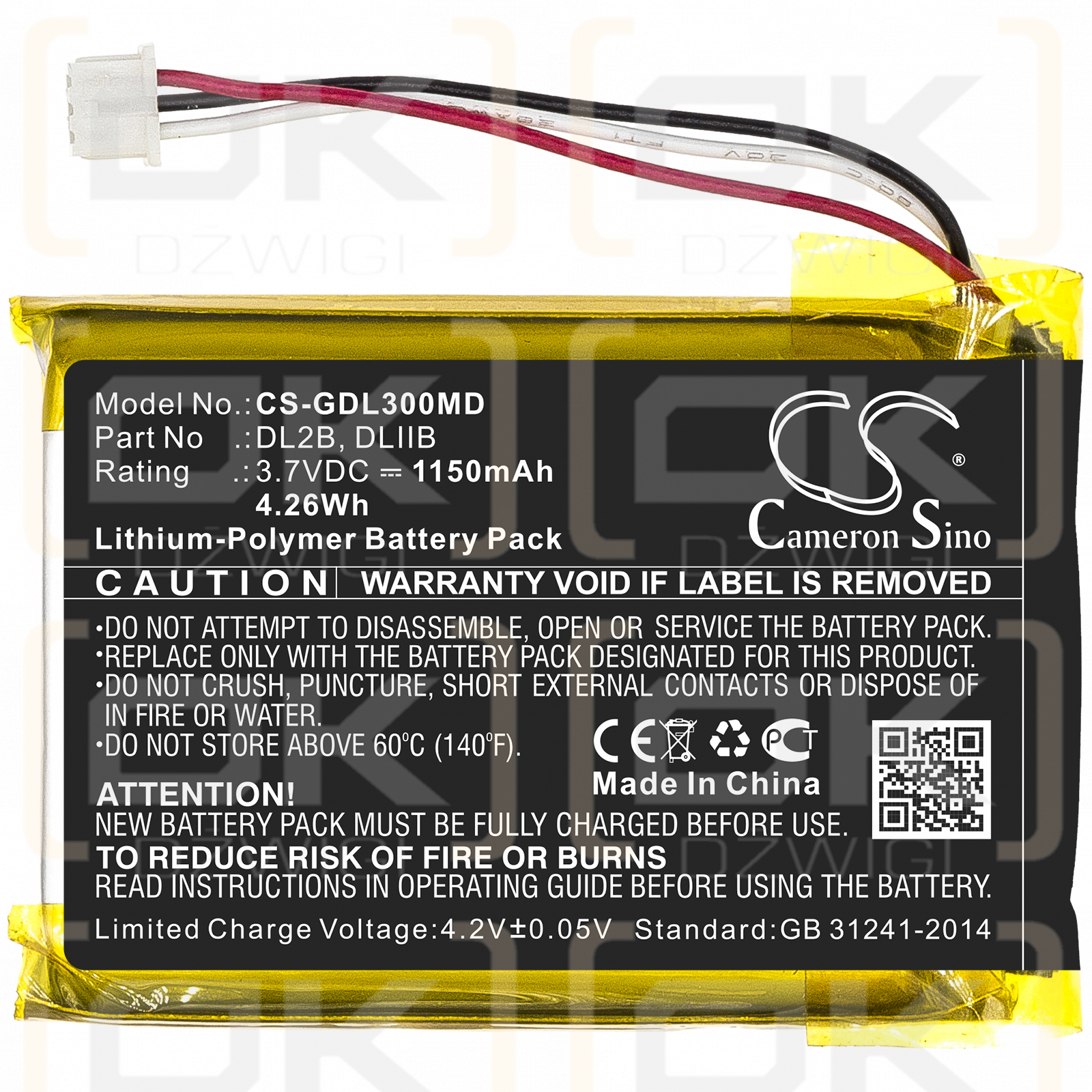 3GEN DNL3N / DL2B 1150mAh Li-Polymer 3.7V (Cameron Sino)