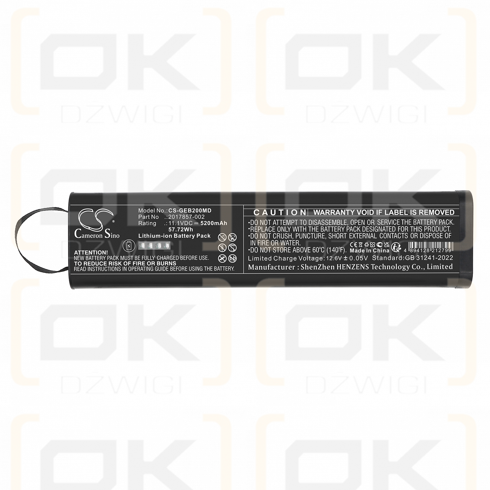 GE Moniteur Dash B50 / 2017857-002 5200mAh Li-ion 11.1V (Cameron Sino)