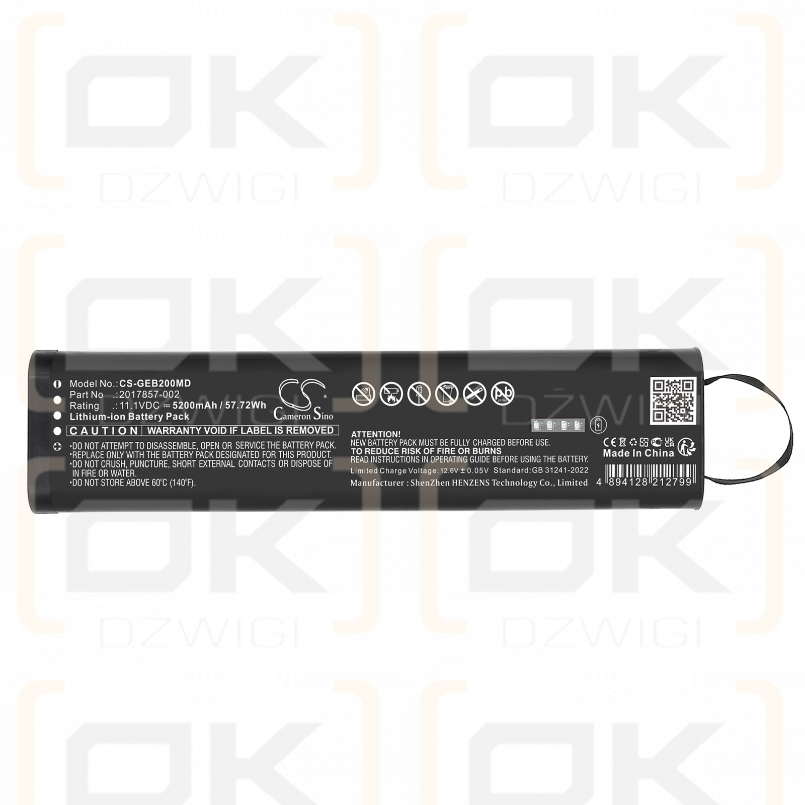 GE Datex FM patient monitor / 2017857-002 5200mAh Li-ion 11.1V (Cameron Sino)