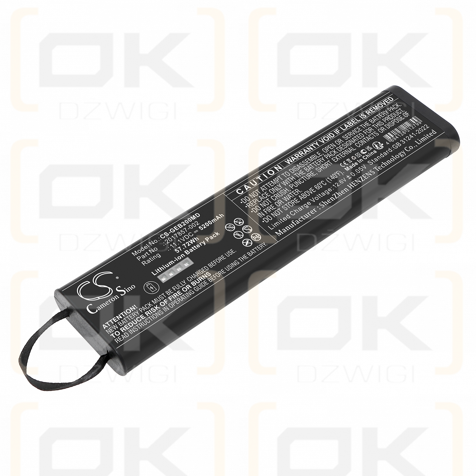 GE Moniteur Dash B50 / 2017857-002 5200mAh Li-ion 11.1V (Cameron Sino)