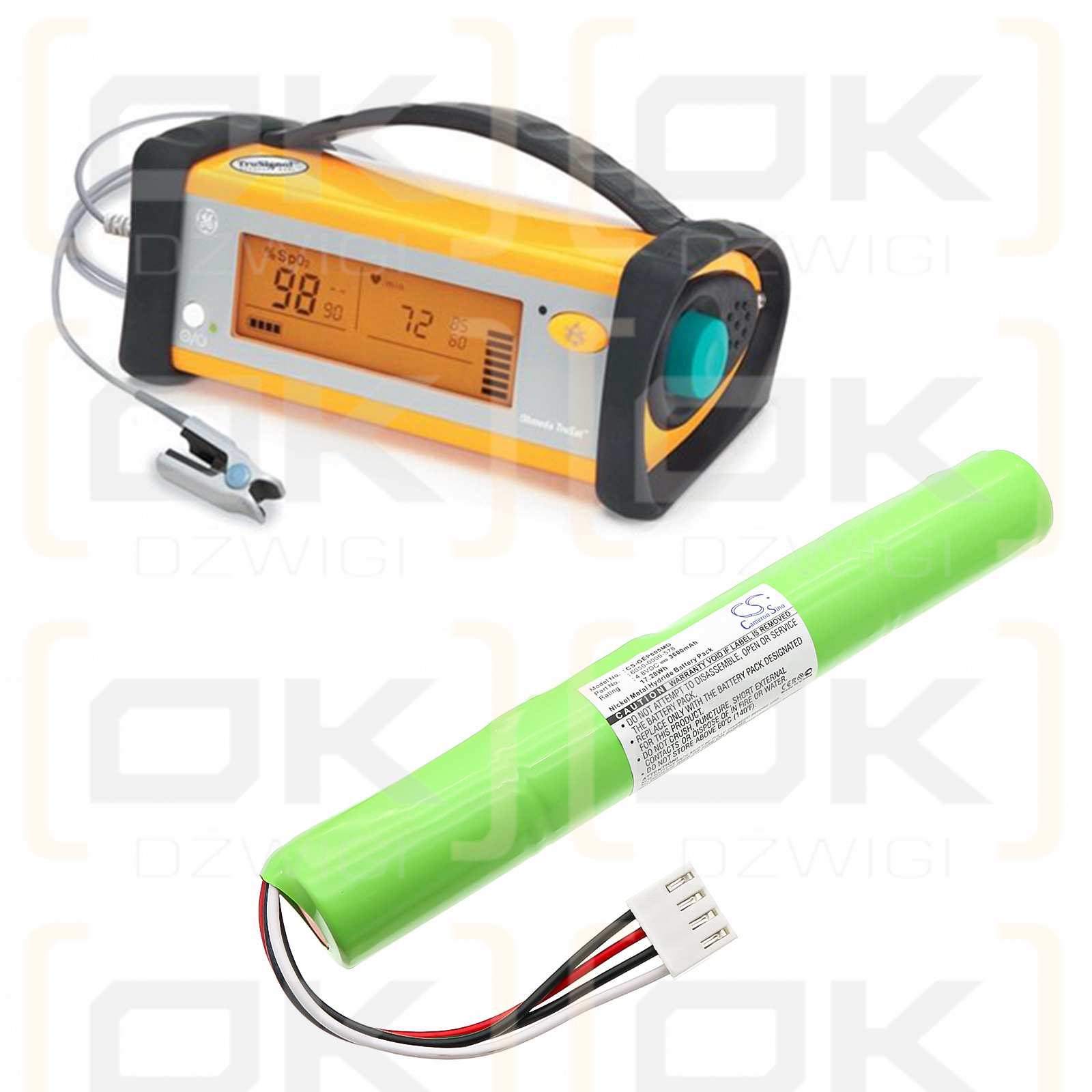 Oxímetro Datex Ohmeda TruStat / 6050-0006-578 3600mAh Ni-MH 4.8V (Cameron Sino)