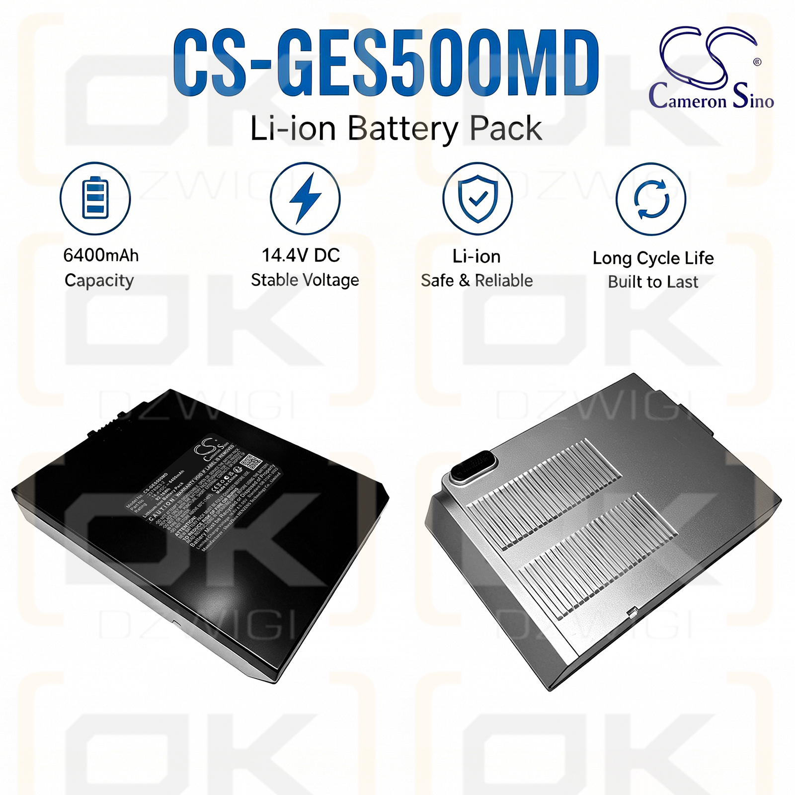 Replacement Battery for GE Vivid S6 / 2378963-2 6400 mAh Li-ion 14.4 V (Cameron Sino)