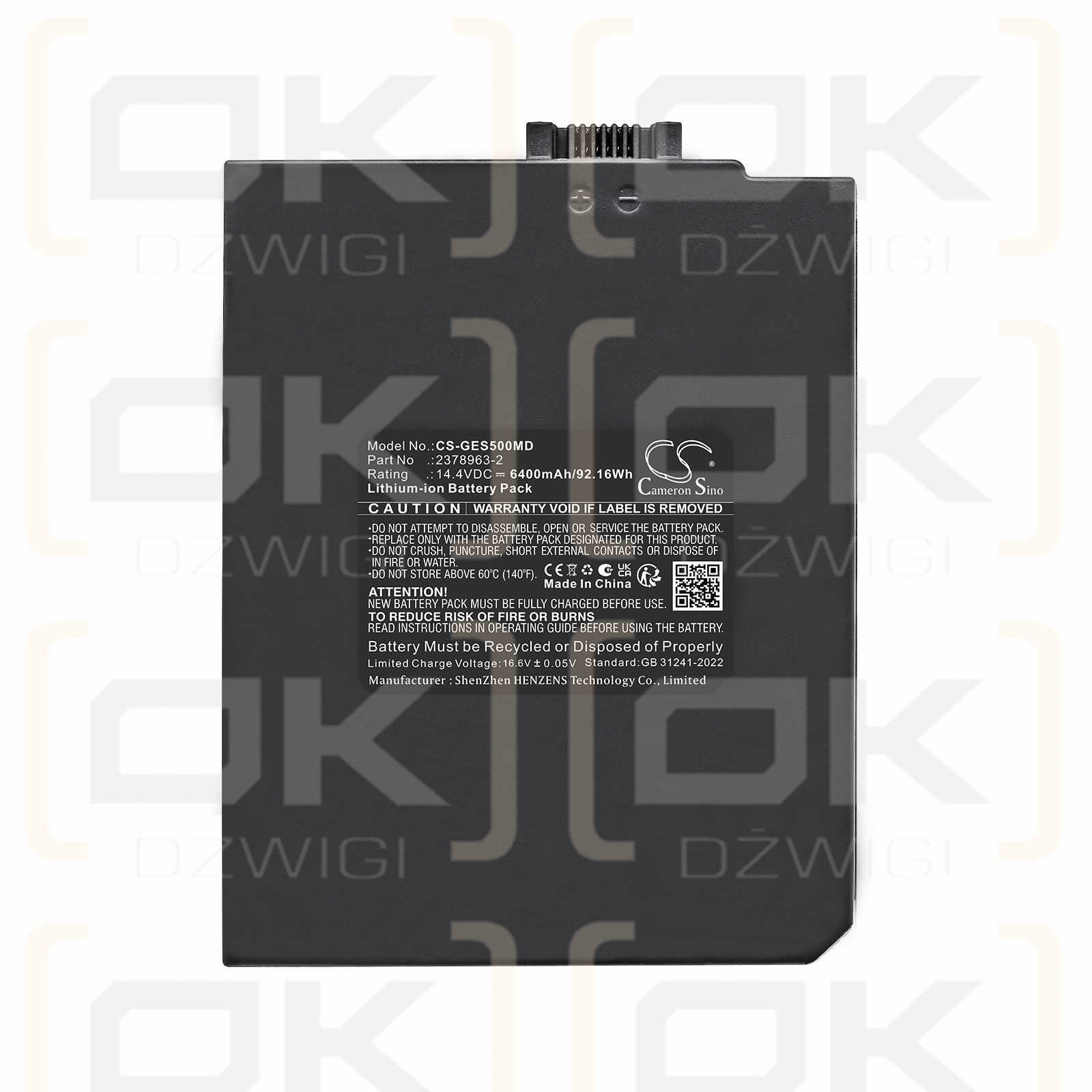 Replacement Battery for GE Vivid S6 / 2378963-2 6400 mAh Li-ion 14.4 V (Cameron Sino)