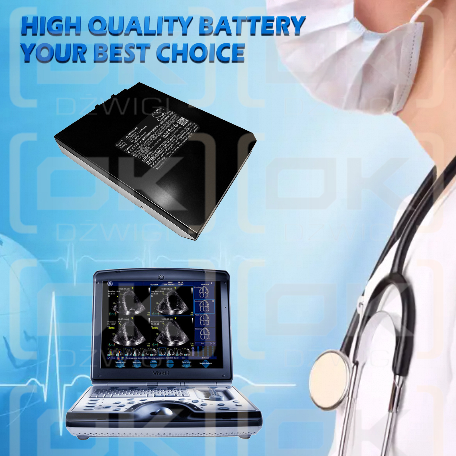 Replacement Battery for GE Vivid S6 / 2378963-2 6400 mAh Li-ion 14.4 V (Cameron Sino)