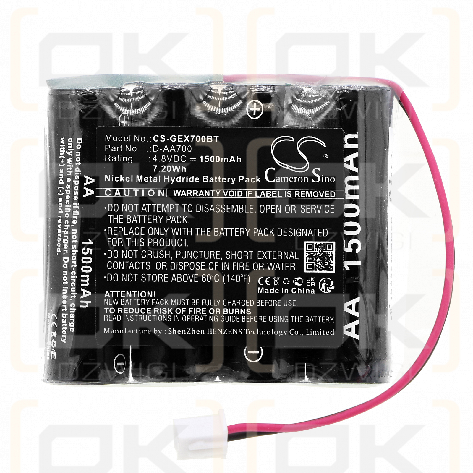 Panel de control GE / D-AA700 1500mAh Ni-MH 4.8V (Cameron Sino)