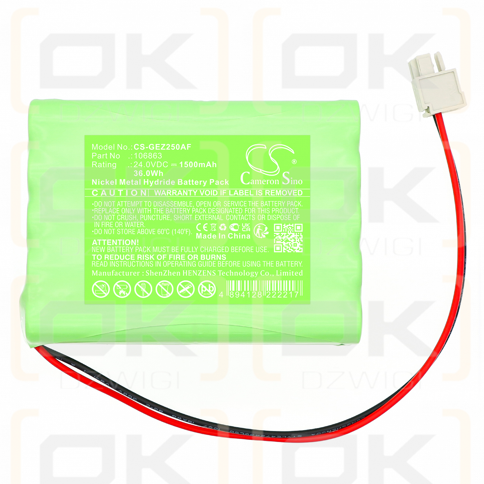 GEZE Slimdrive / 106863 1500mAh Ni-MH 24.0V (Cameron Sino)
