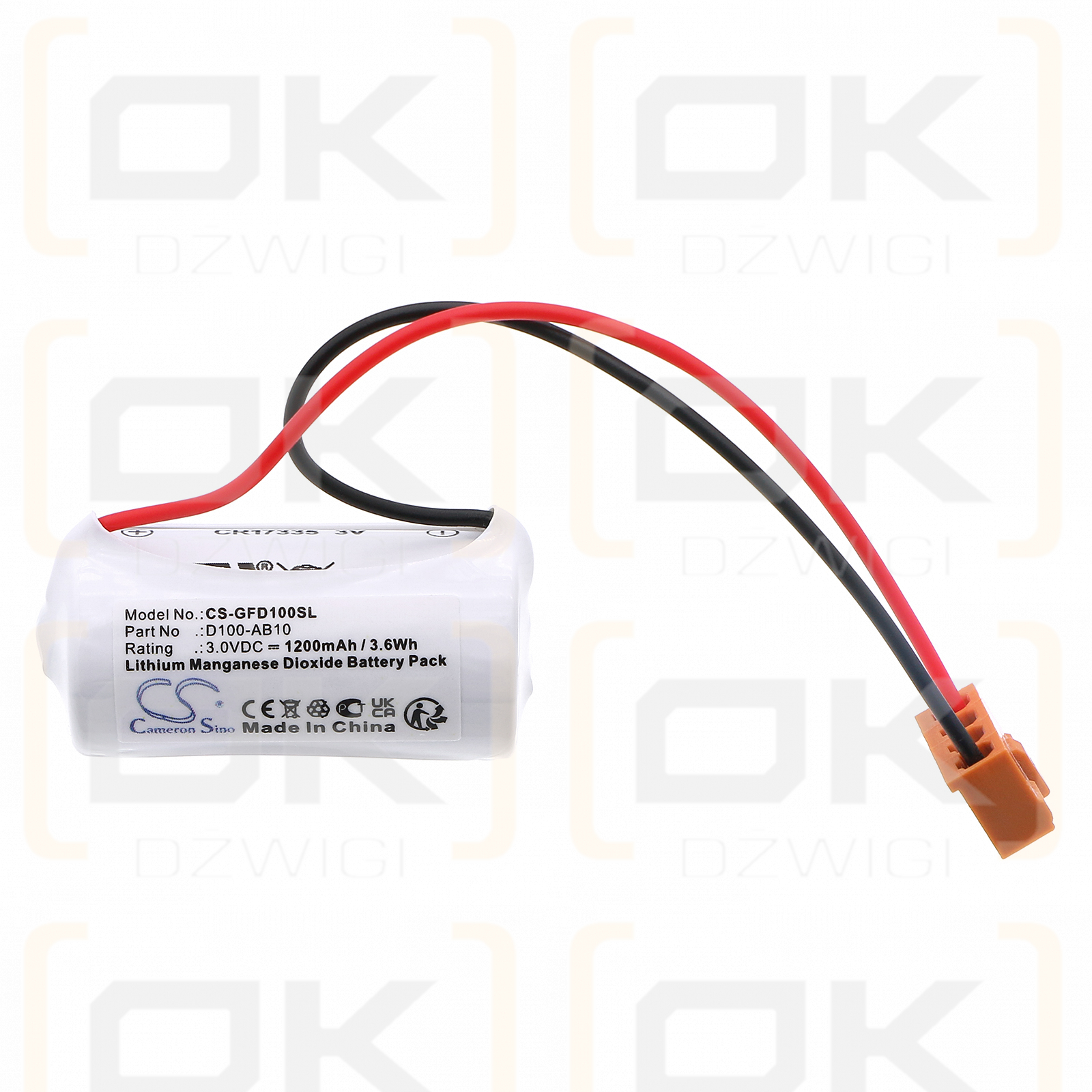 GE Fanuc D100-AB10 / B9670CH 1200mAh Li-MnO2 3.0V (Cameron Sino)