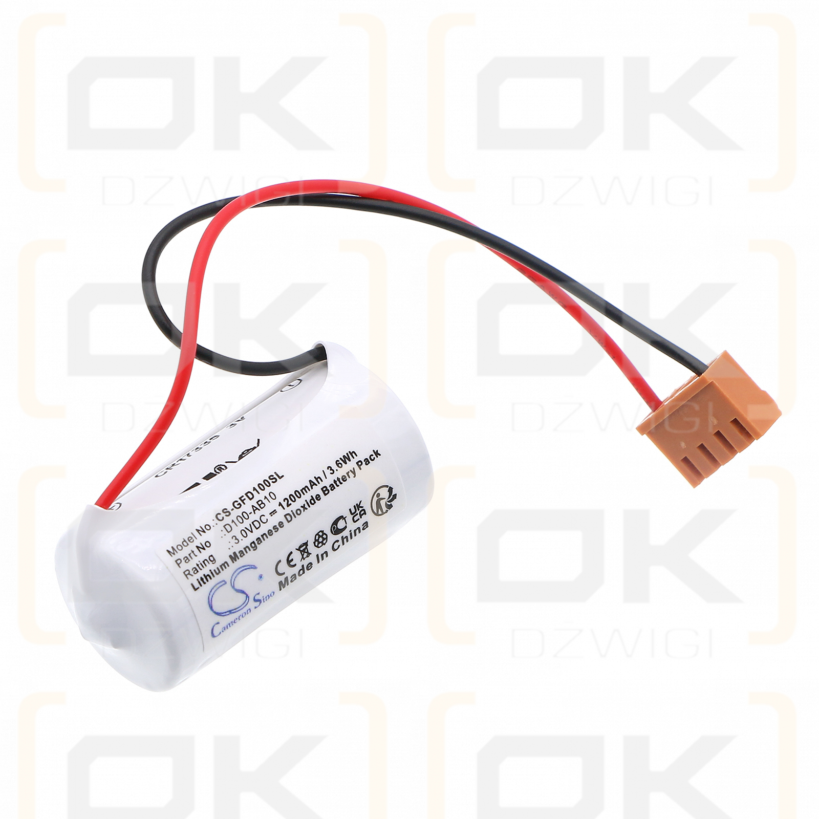 GE Fanuc D100-AB10 / B9670CH 1200mAh Li-MnO2 3.0V (Cameron Sino)