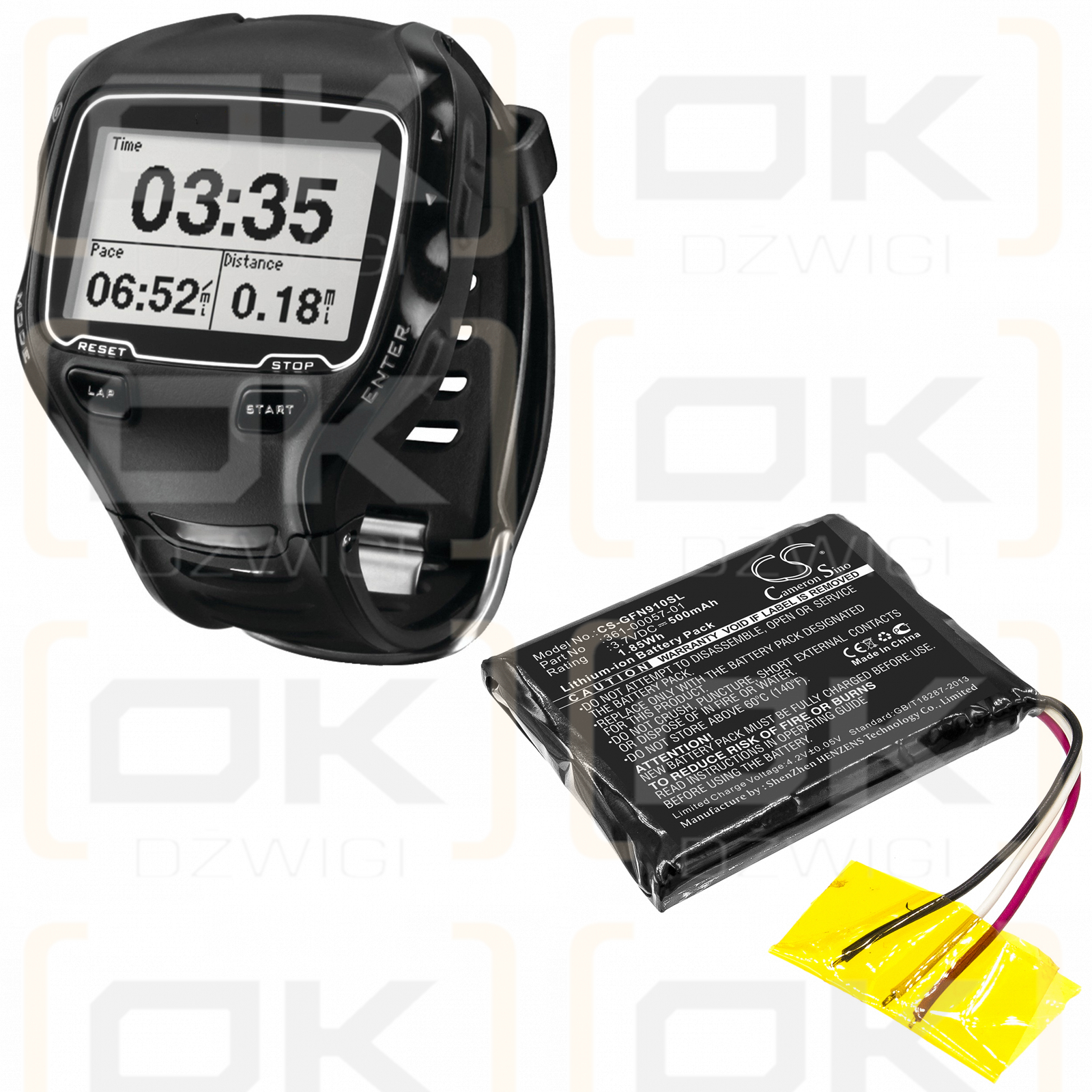 Garmin forerunner 910XT / 361-00057-01 500mAh Li-ion 3.7V (Cameron Sino)