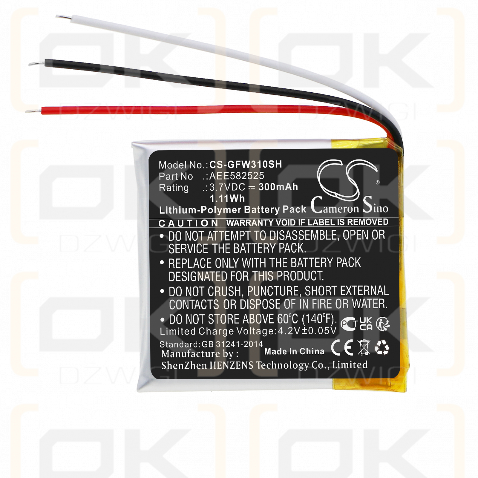 Golf Buddy WTX+ / AEE582525 300mAh Li-Polímero 3.7V (Cameron Sino)