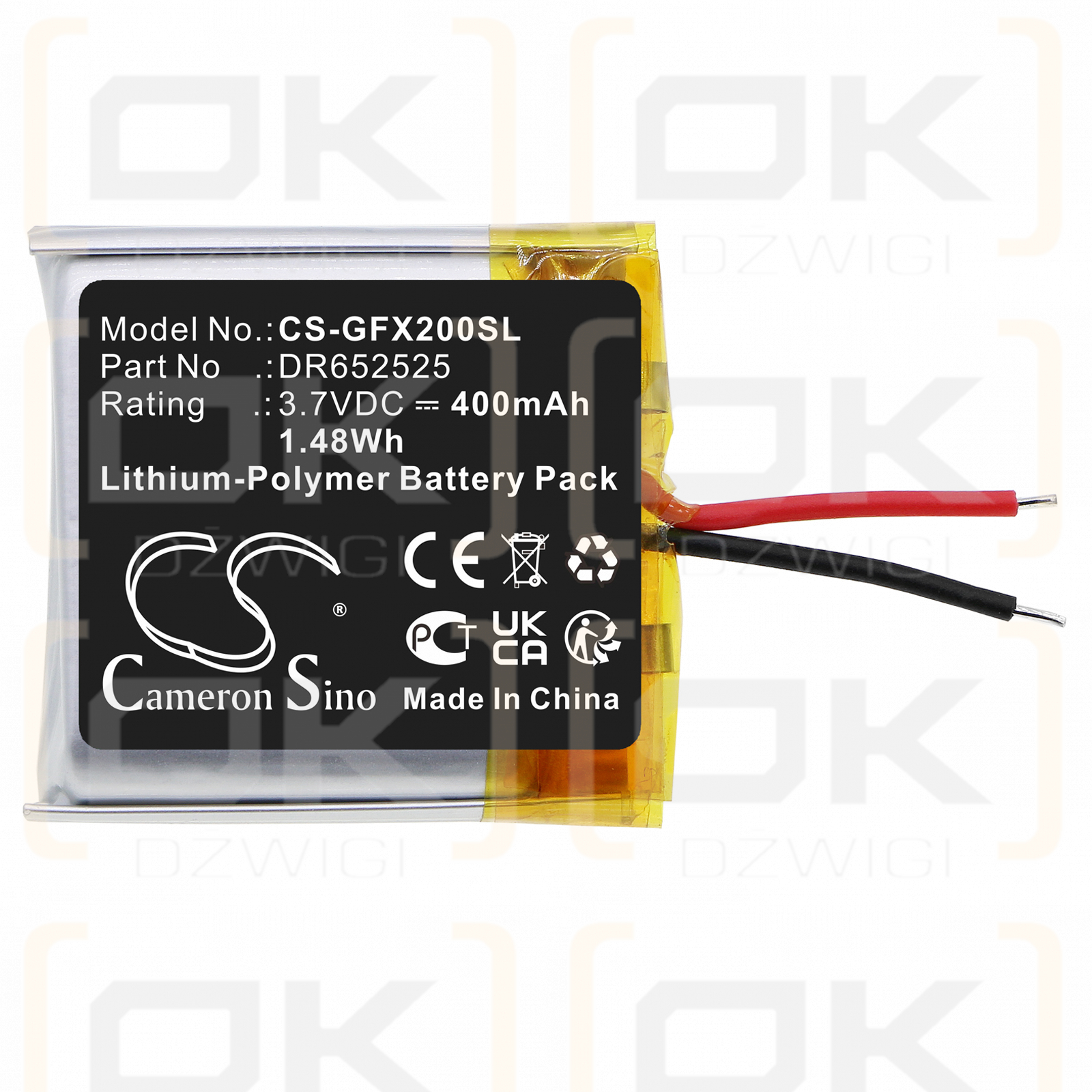 GolfBuddy 2ALG4 VoiceX / DR652525 400mAh Li-Polímero 3.7V (Cameron Sino)