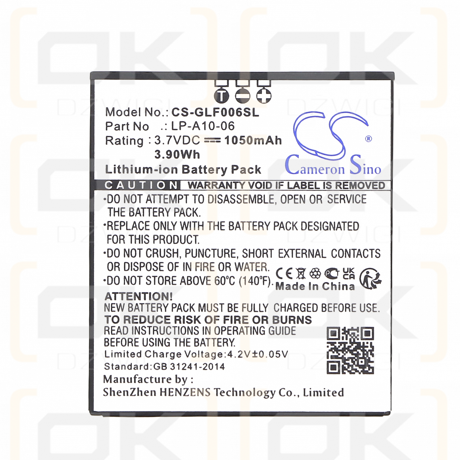 Batería Golf Buddy DSC-GB200 / LP-A10-06 de 1050 mAh y ion de litio de 3,7 V (Cameron Sino)