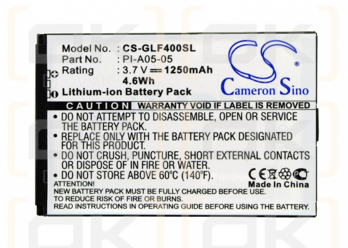 Golf Buddy DSC-GB400 / PI-A05-05 1250mAh Li-ion 3.7V (Cameron Sino)