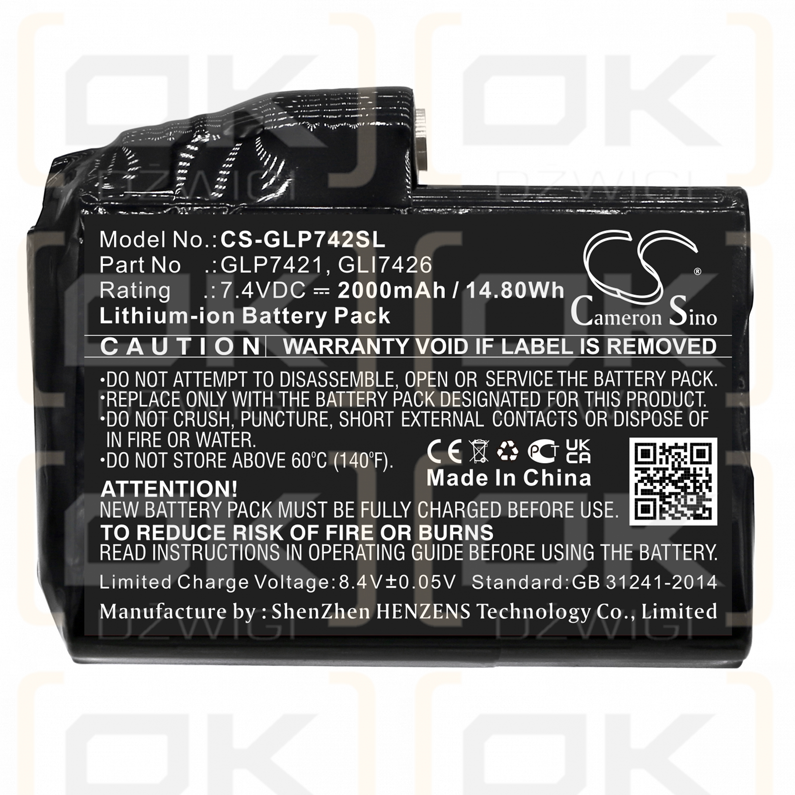 Glovii GP1R / GLP7421 2000 mAh Li-Ion 7,4 V (Cameron Sino)