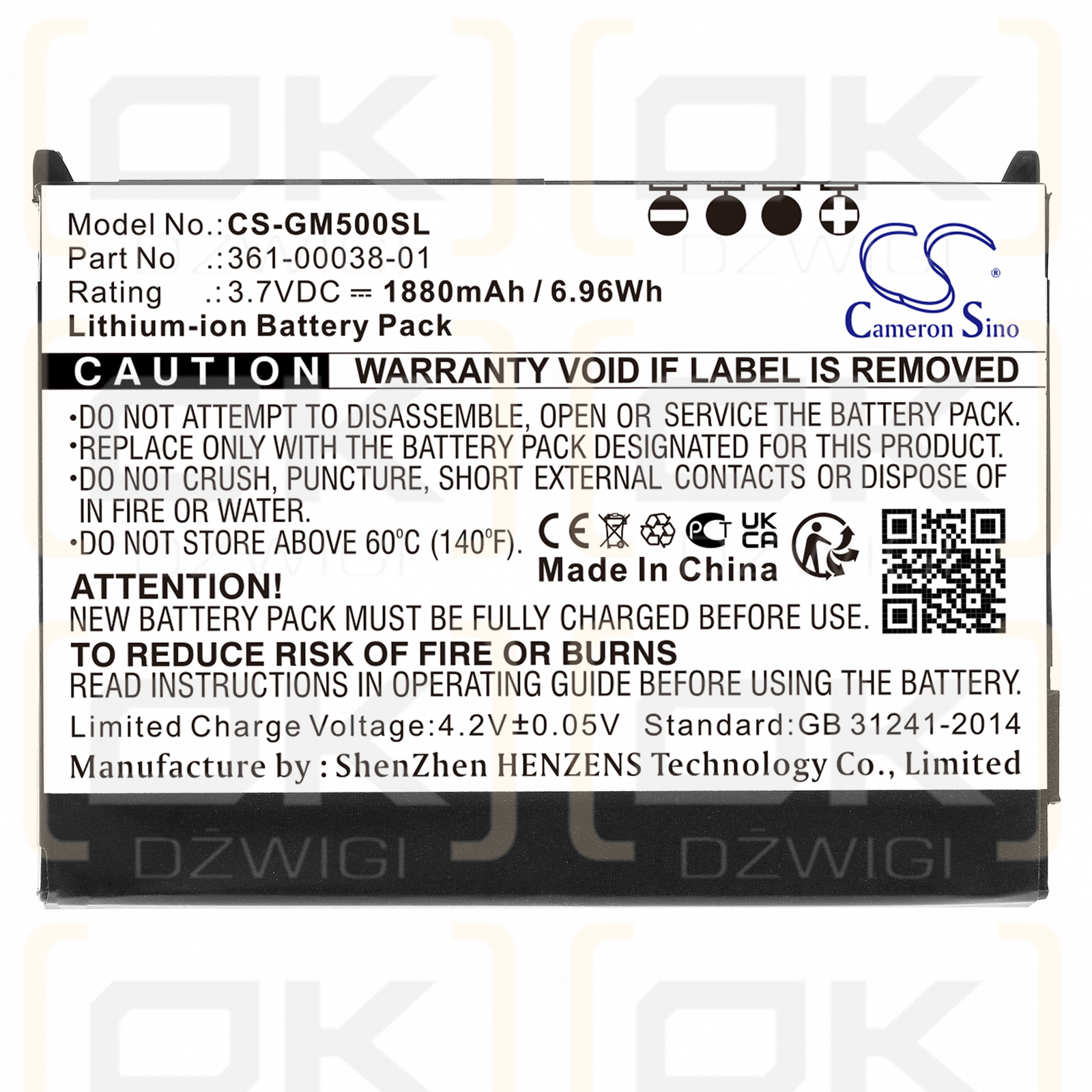 Garmin Aera 560 / 361-00038-01 1880mAh Li-ion 3.7V (Cameron Sino)