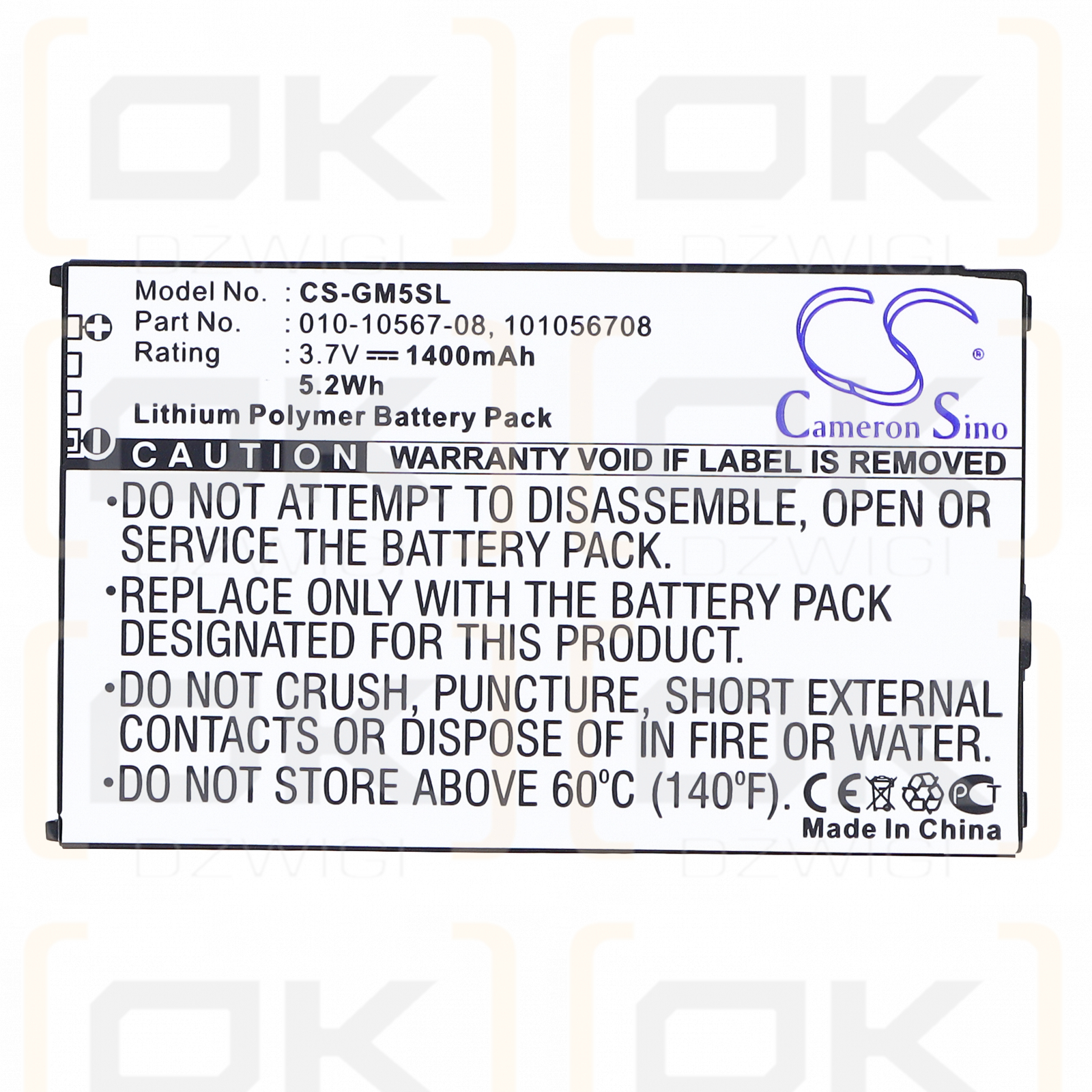 Garmin iQue M5 / 010-10567-08 1400 mAh Li-polímero 3,7 V (Cameron Sino)